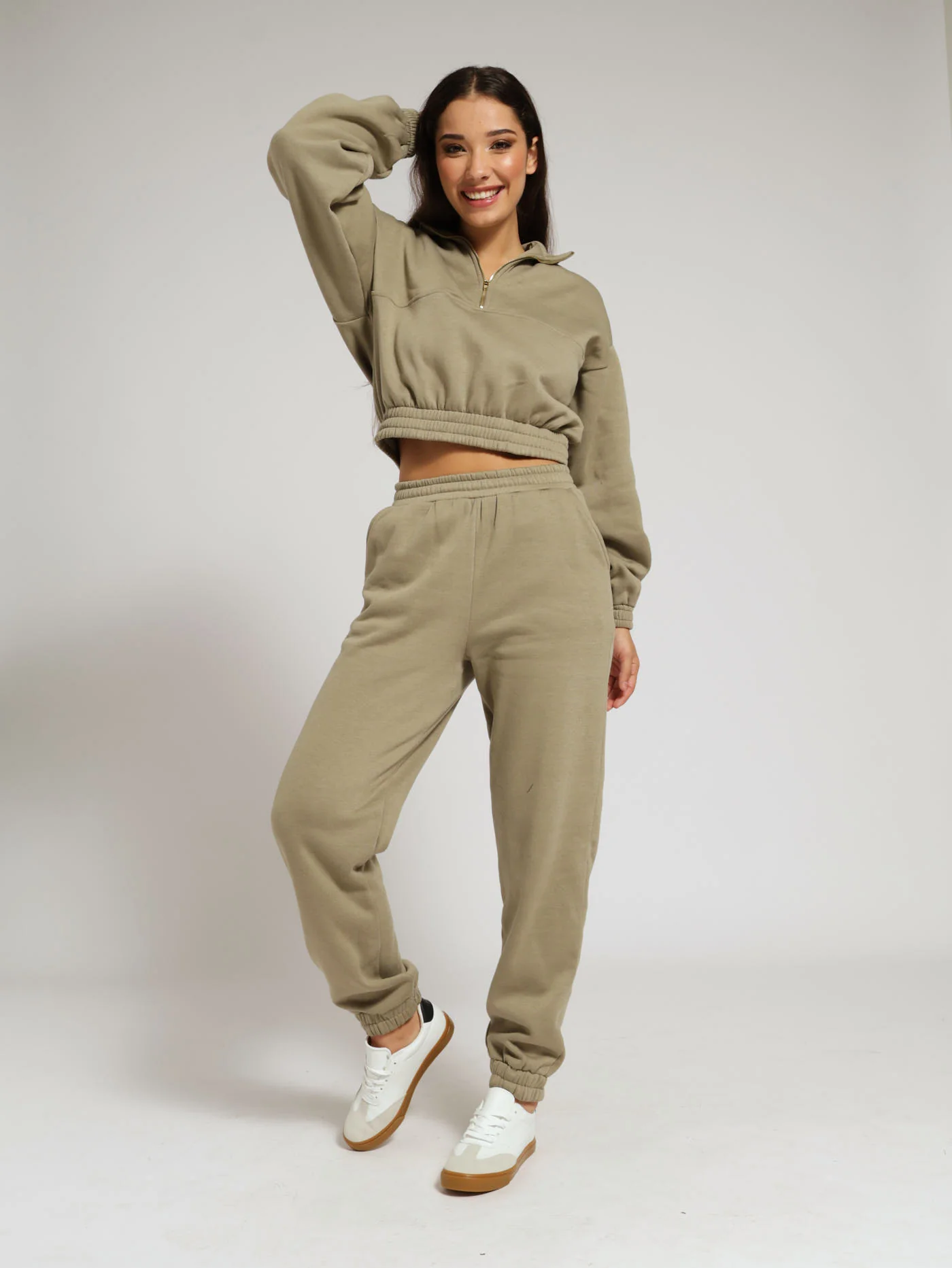 1/4 Zip Drawstring Hem Pullover - Fatigue - Image 4