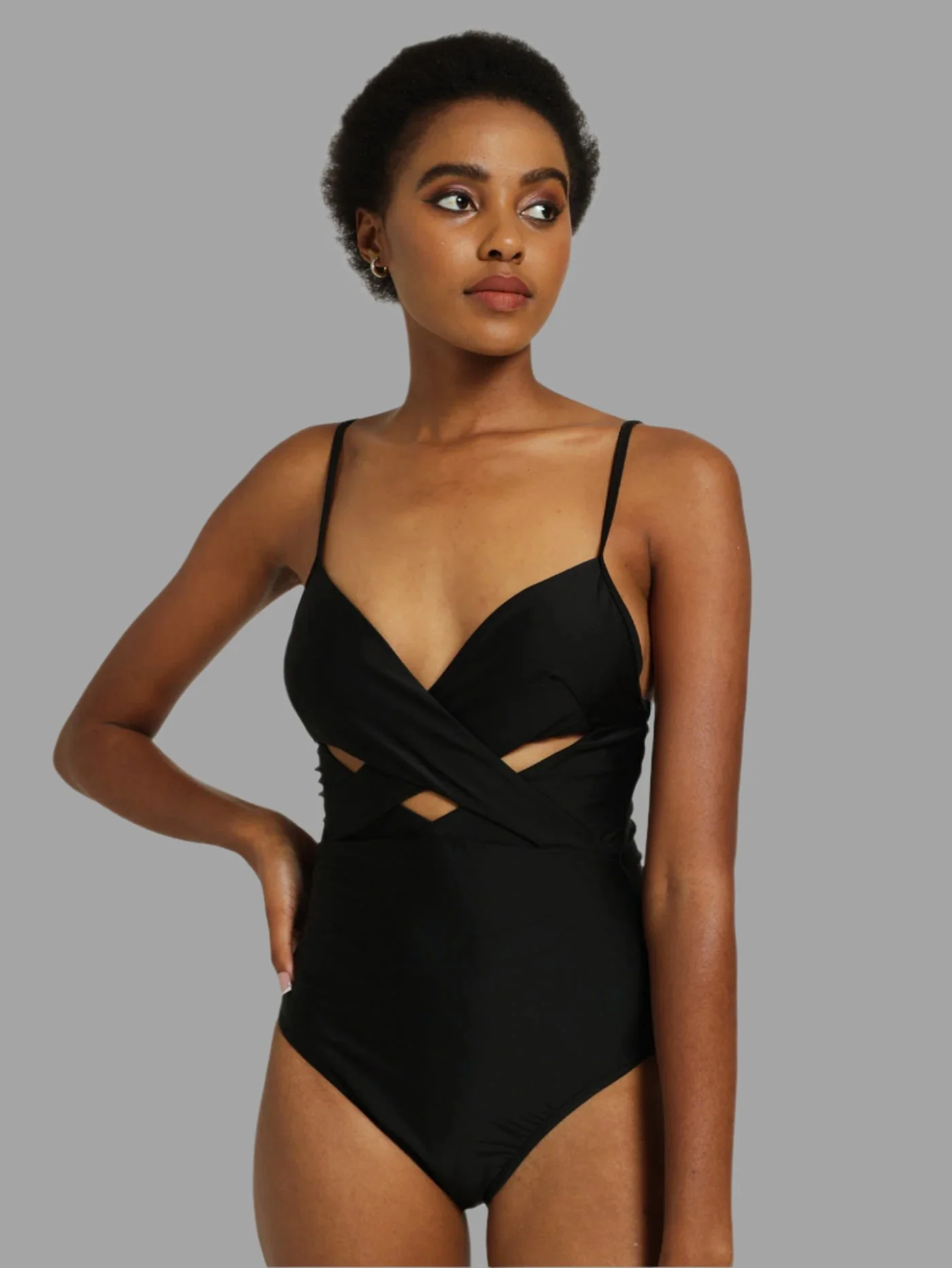 1 Piece Cutout Swimsuit - Black