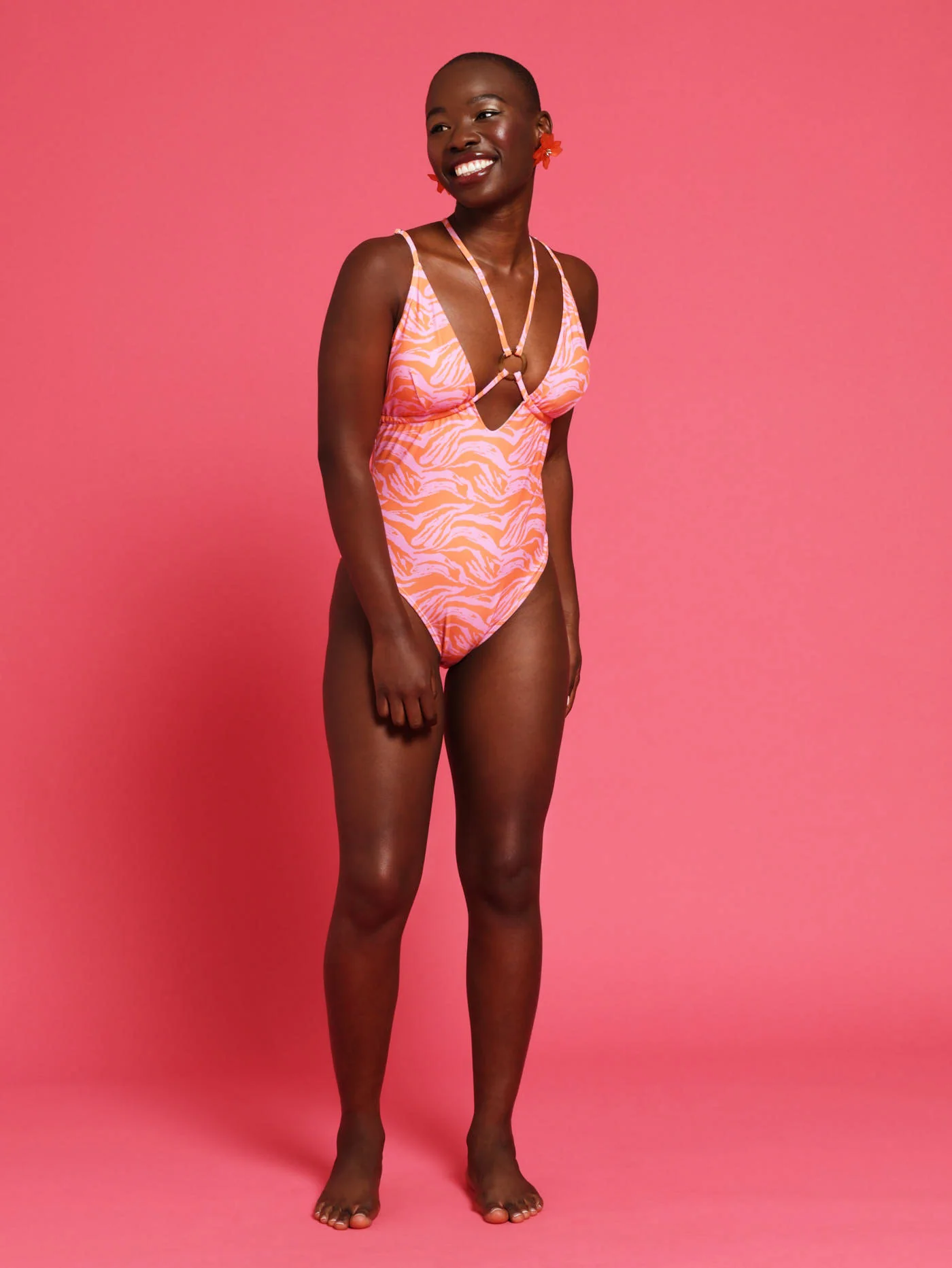 1 Piece Strappy Ring Swimsuit  - Multi - Image 6