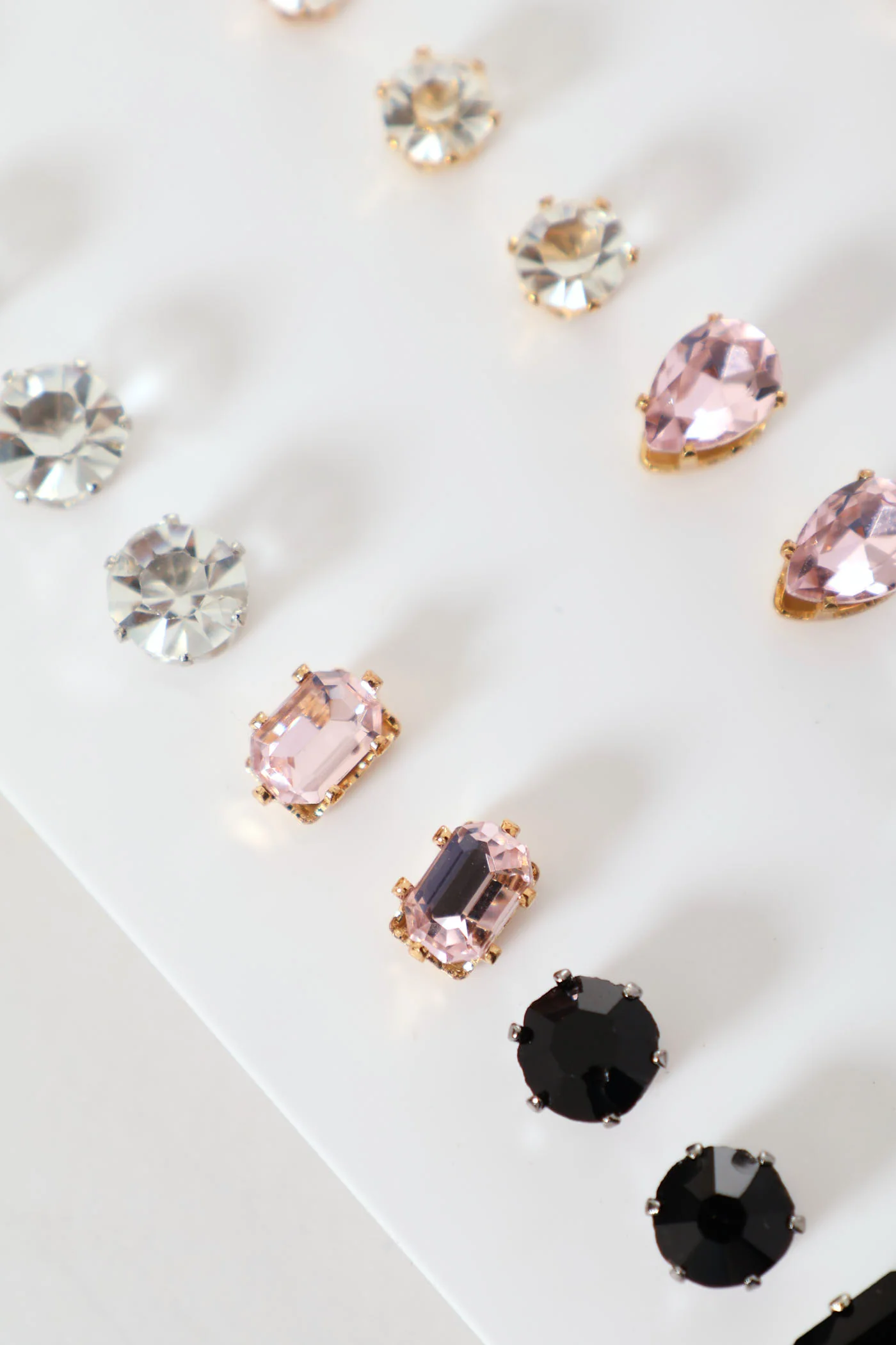 15 Pack Variety Gem Stud Earrings - Gold - Image 3
