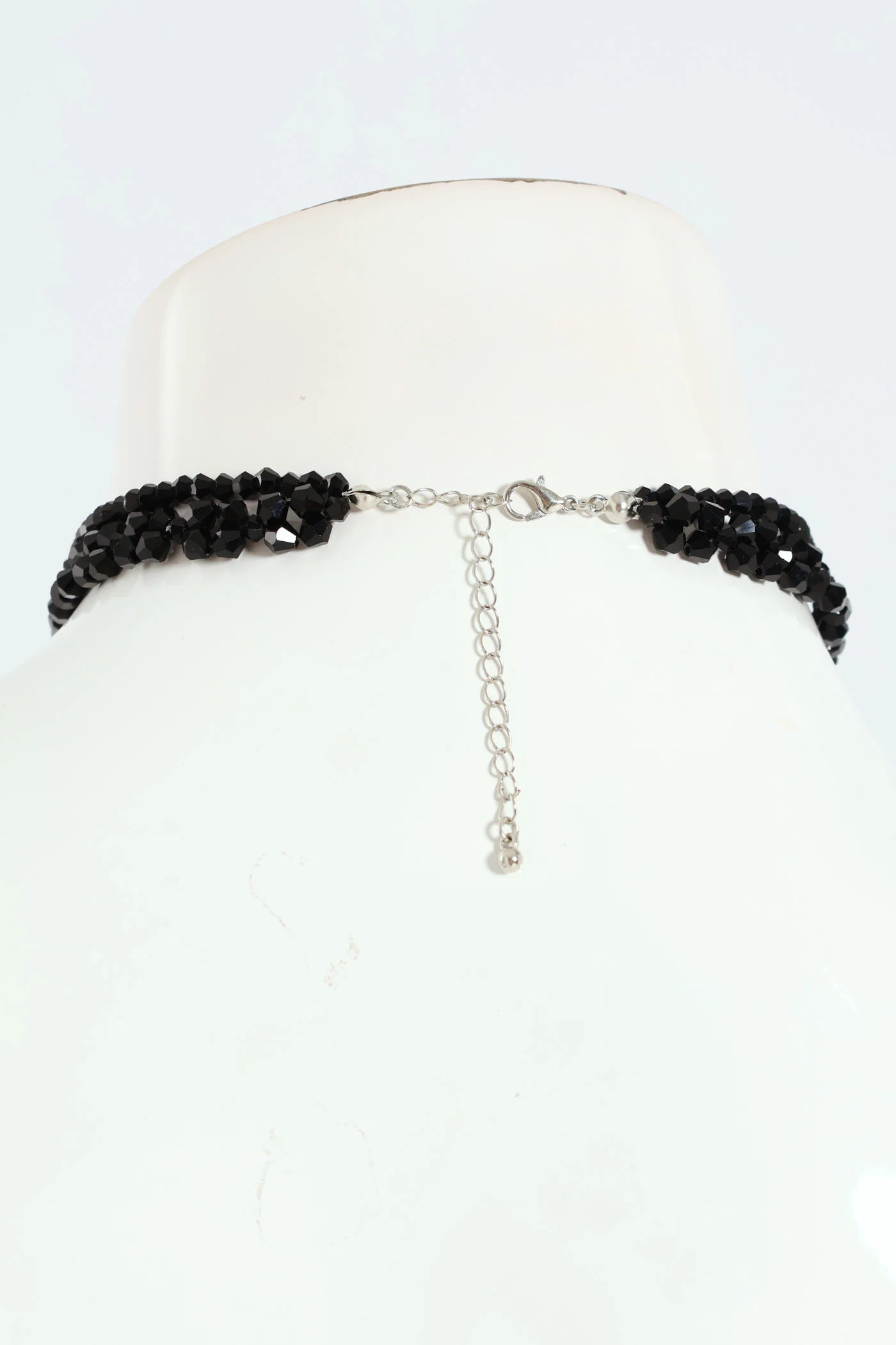 2 Layer Crystal With Large Heart And Matching Earrings - Black - Image 5