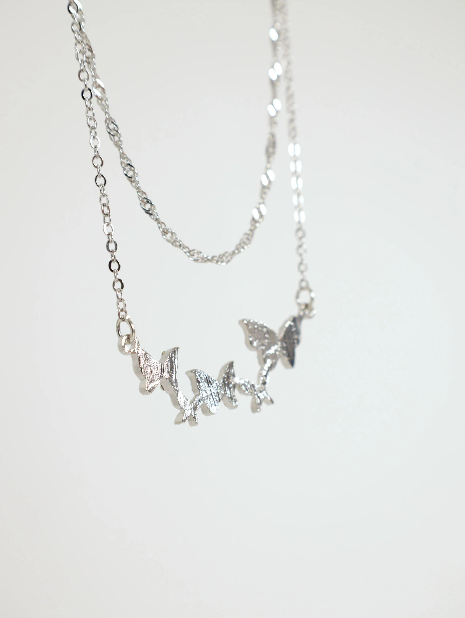 2 Layer Diamante Butterfly Wreath Necklace - Image 2