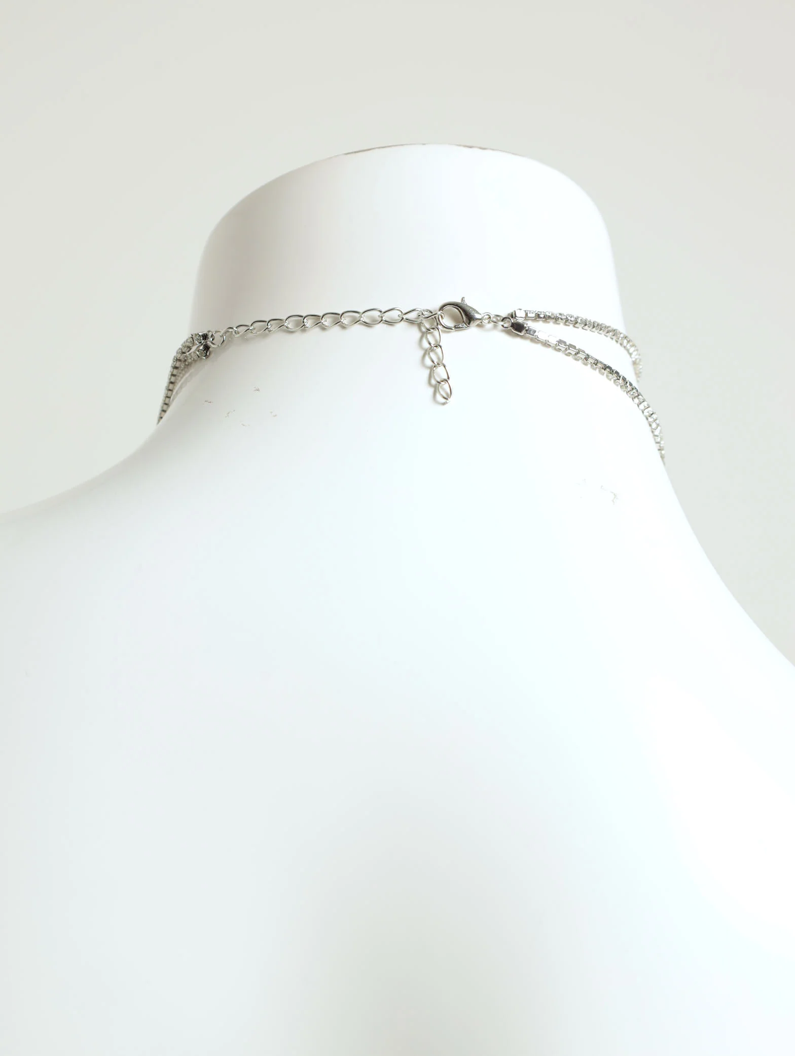 2 Layer Diamante Choker & Drop Necklace - Image 3