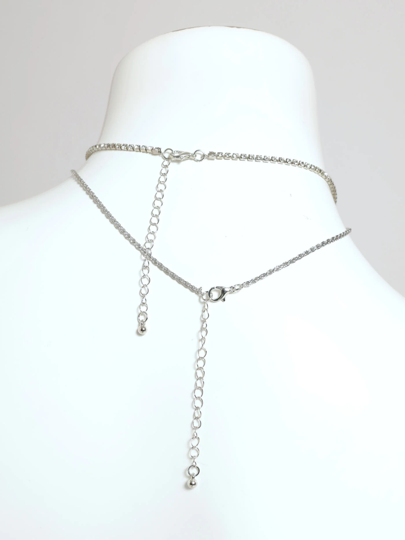 2 Layer Diamante Heart Pendant Statement Necklace - Pink - Image 5