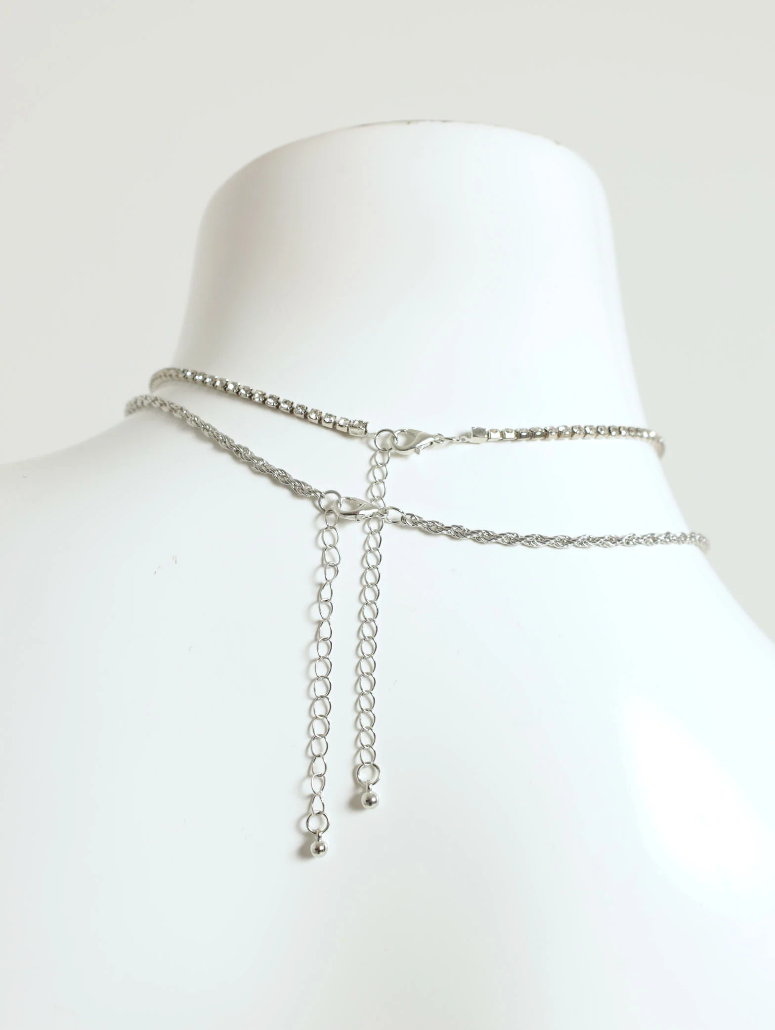 2 Layer Diamante Heart Pendant Statement Necklace - Image 3