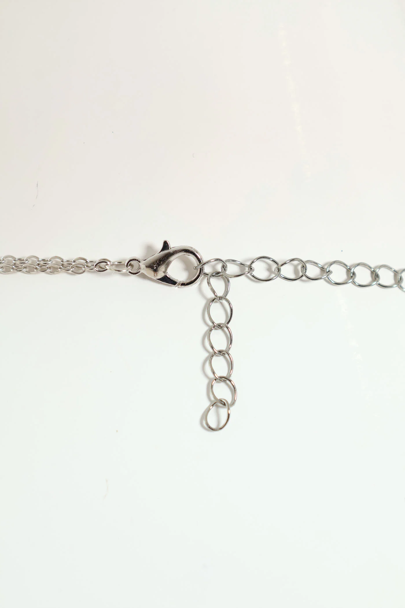 2 Layer Diamante Hexagon Pendant Necklace - Silver - Image 4