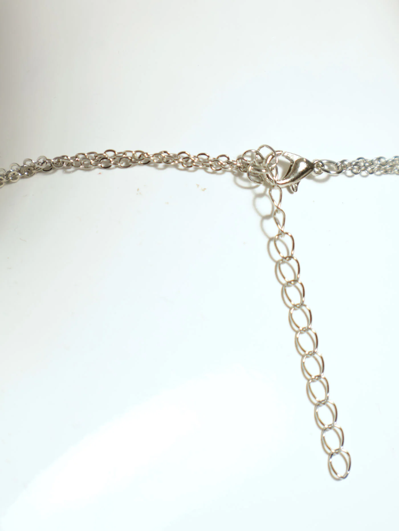 2 Layer Disc Necklace & Diamante Studs - Silver - Image 4