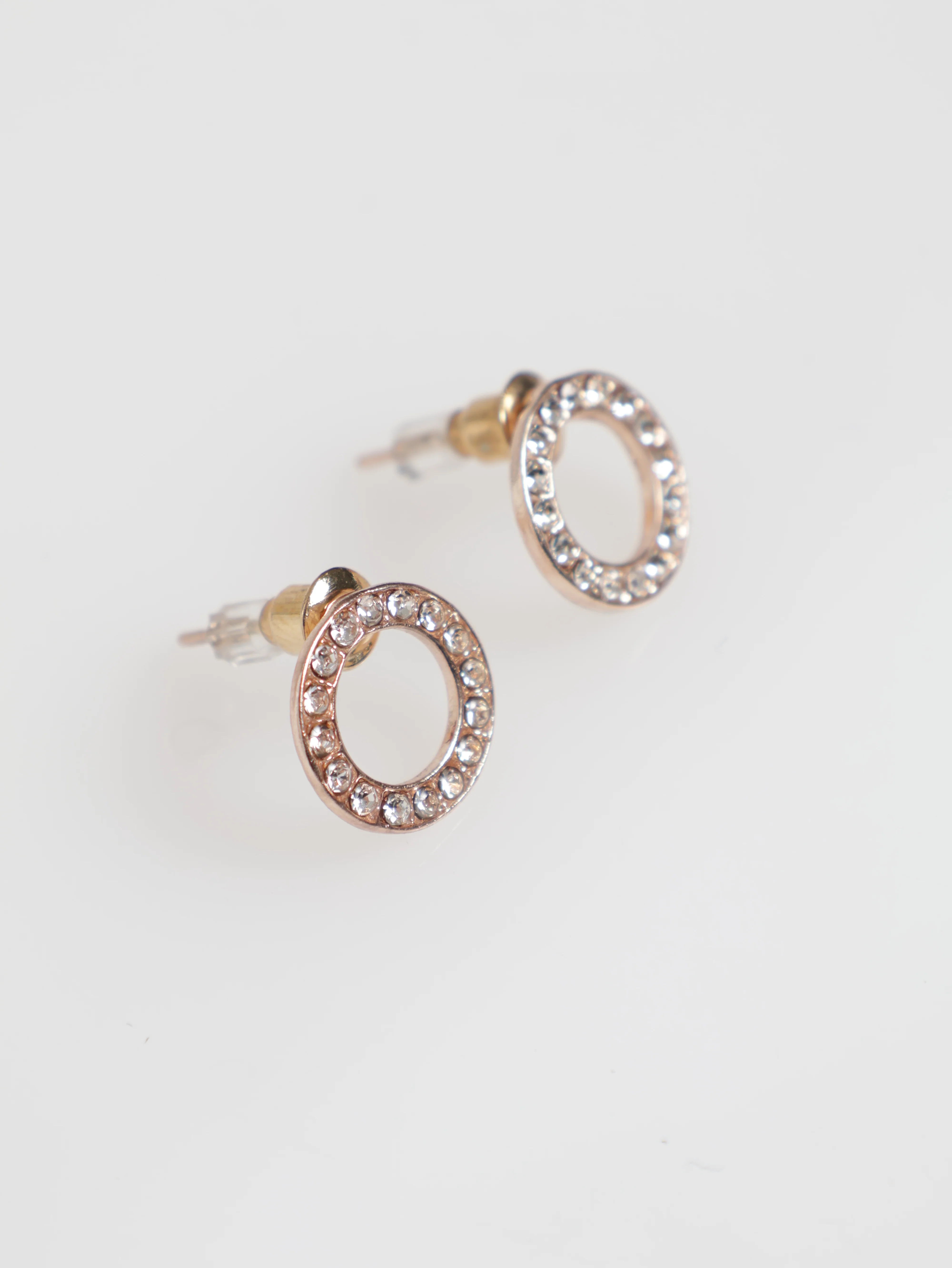 2 Layer Double Interlink Diamante Pendant & Matching Earing - Rose Gold - Image 2