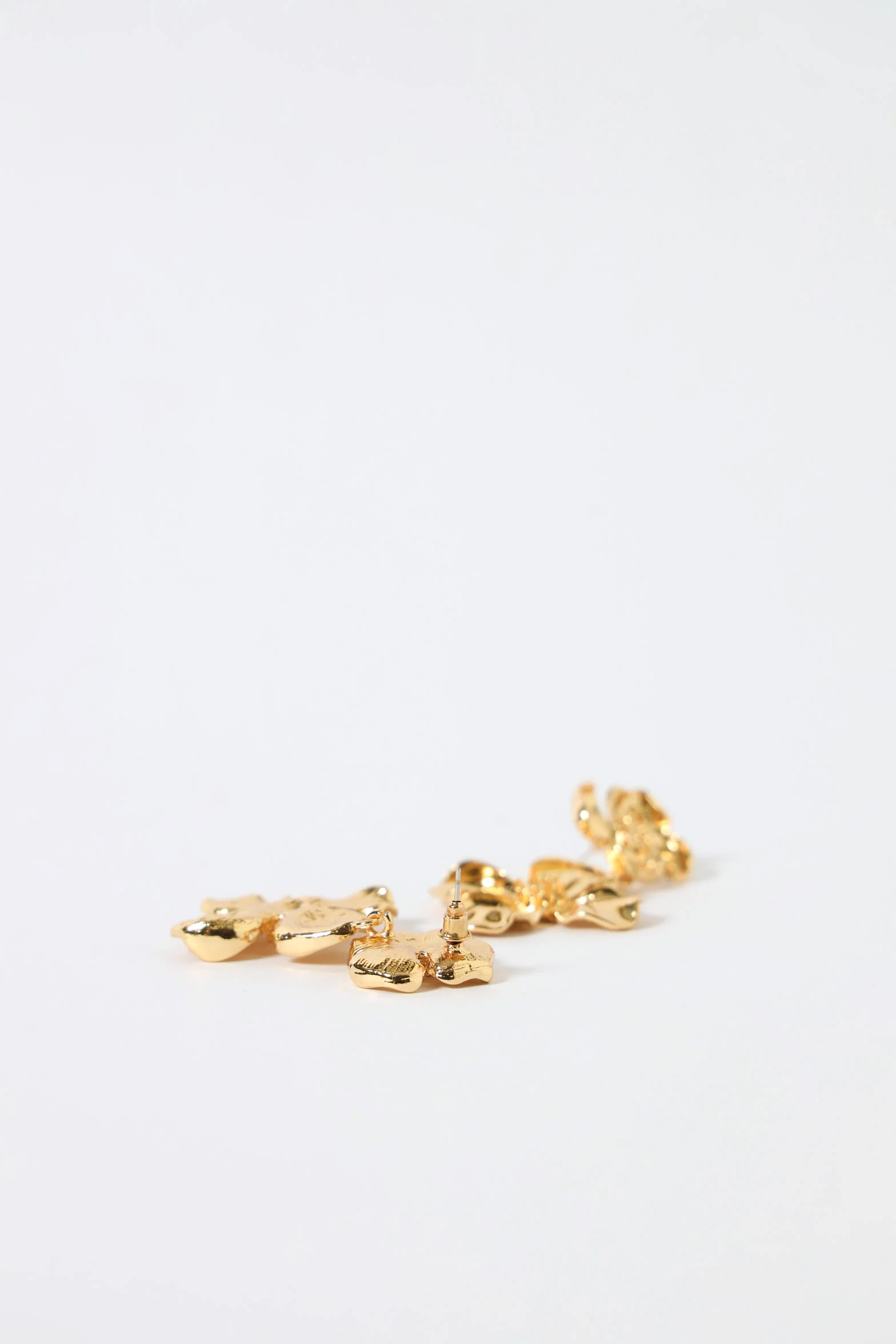 2 Layer Flower Earrings - Gold - Image 2