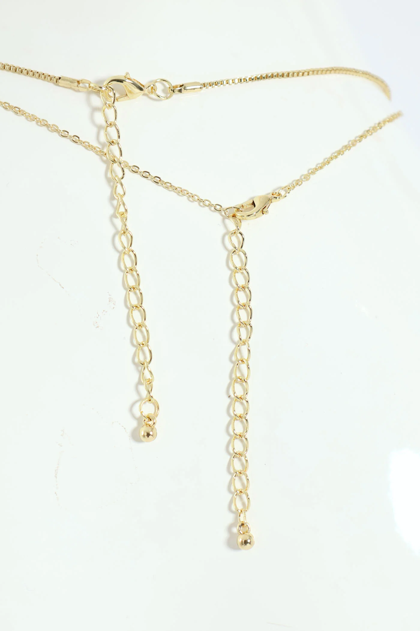 2 Layer Heart & Epoxy Pendant Necklace With Matching Earring - Gold - Image 2