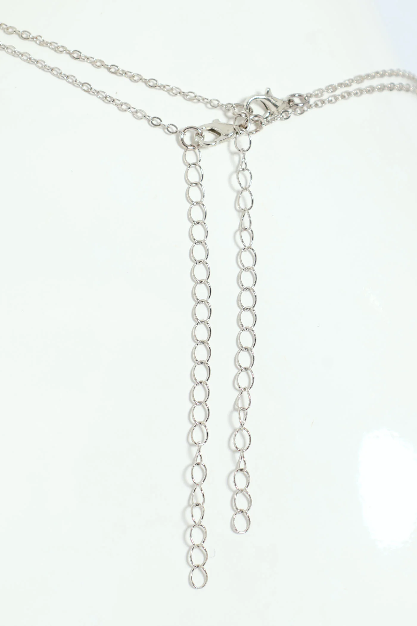 2 Layer Heart & Bow Necklace - Silver - Image 4