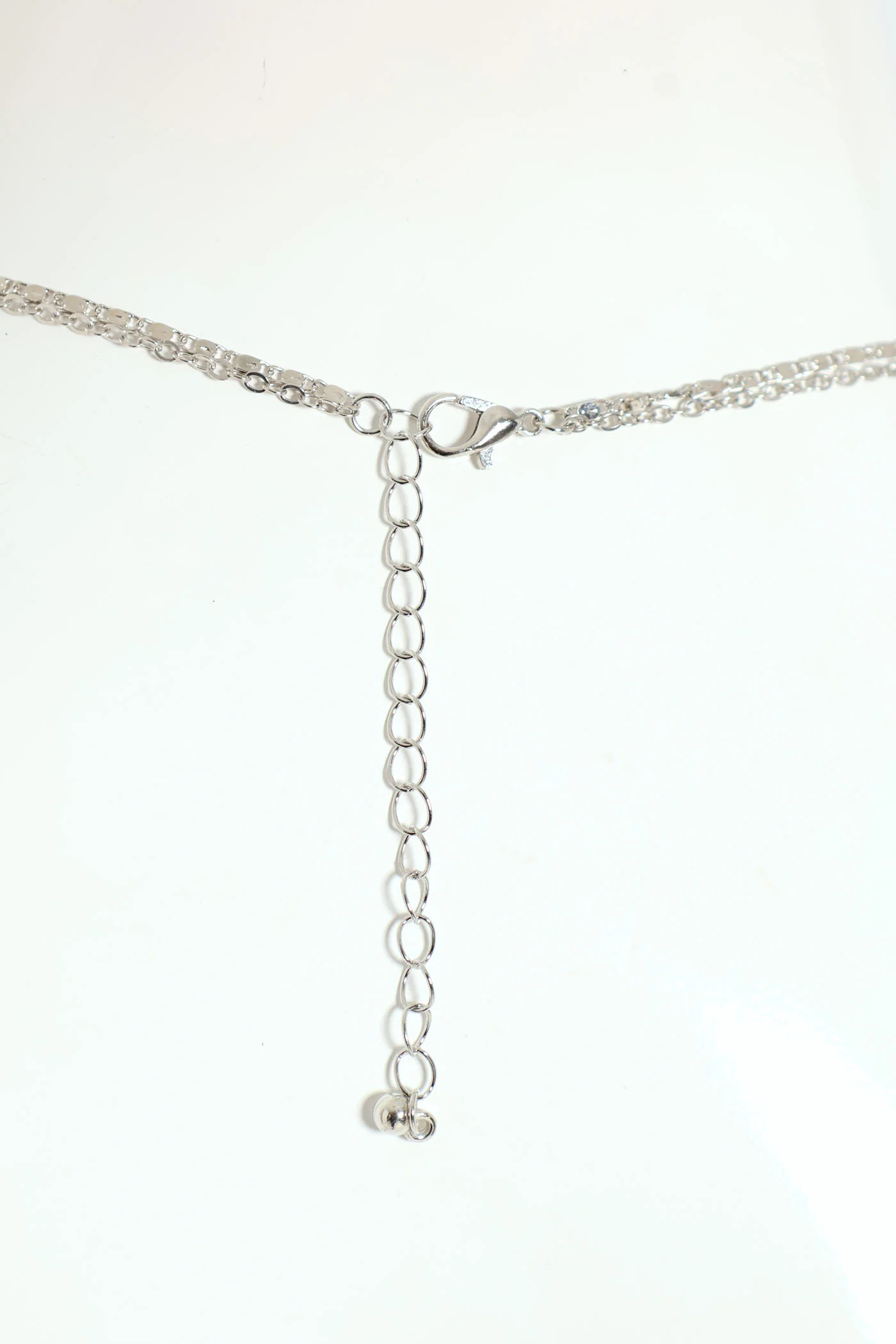 2 Layer Multi Butterfly Pendant Necklace & Matching Earrings - Silver - Image 4