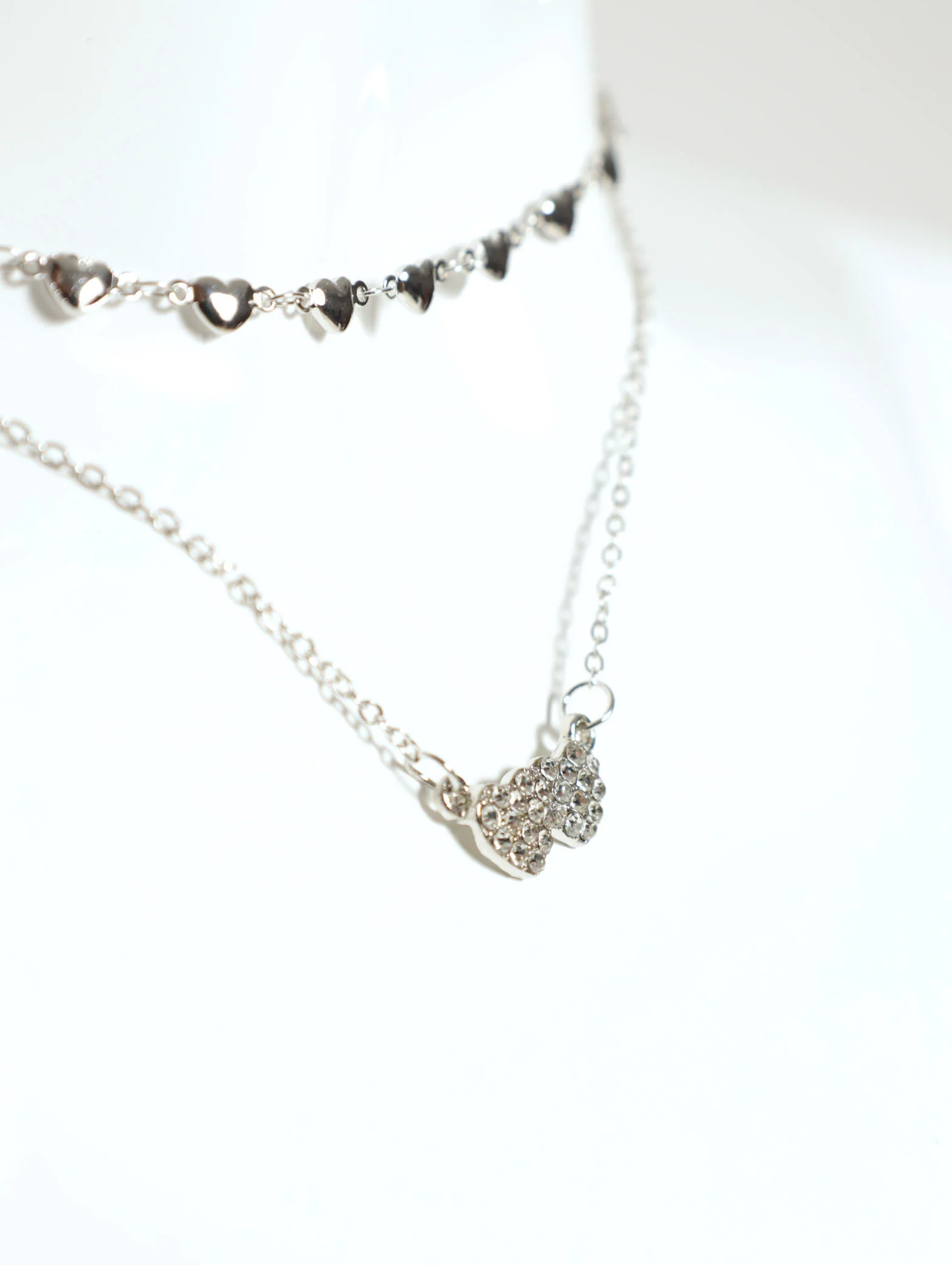2 Layer Solid Heart Charm Necklace And Earrings - Image 3