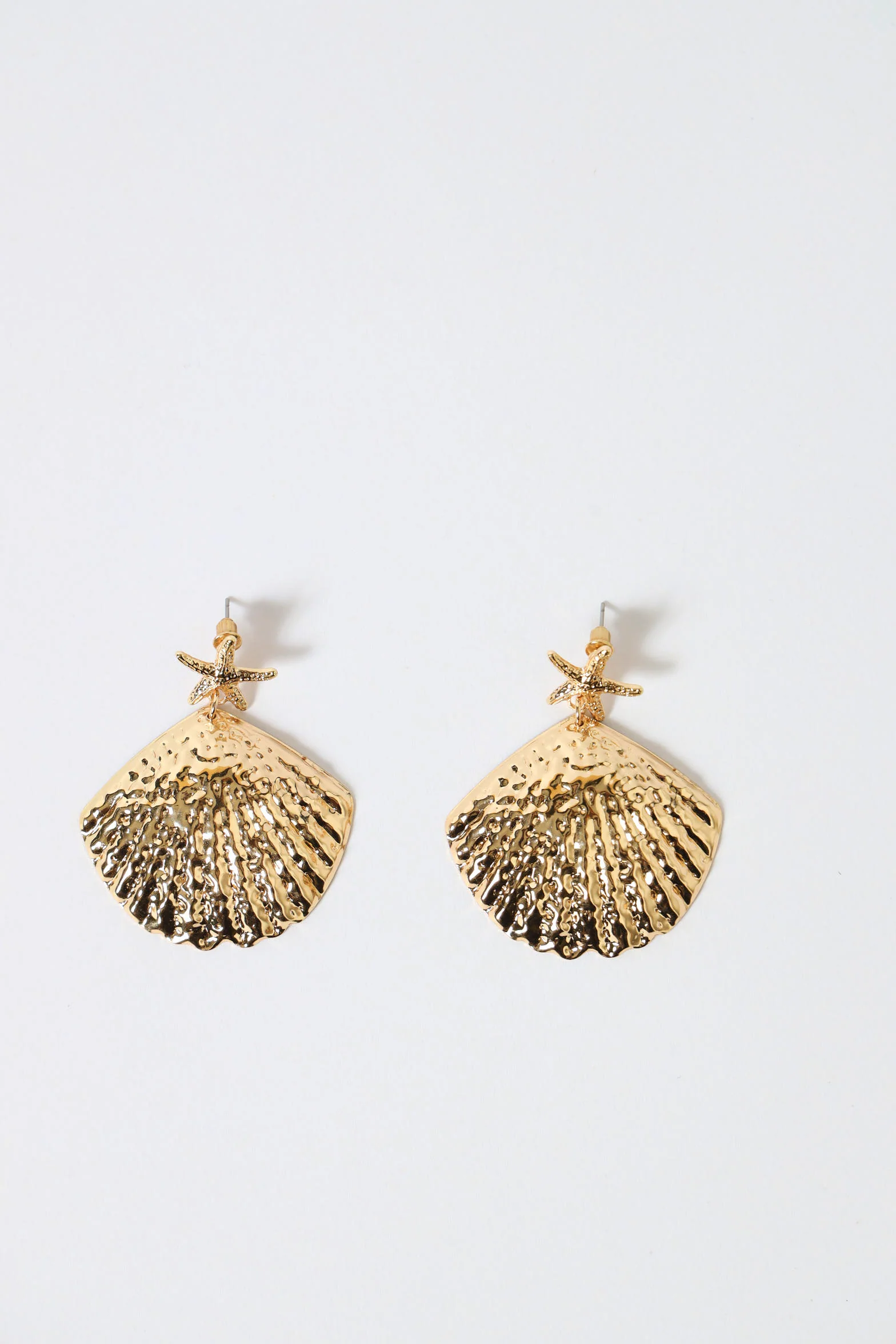2 Layer Statement Shell Earrings - Gold