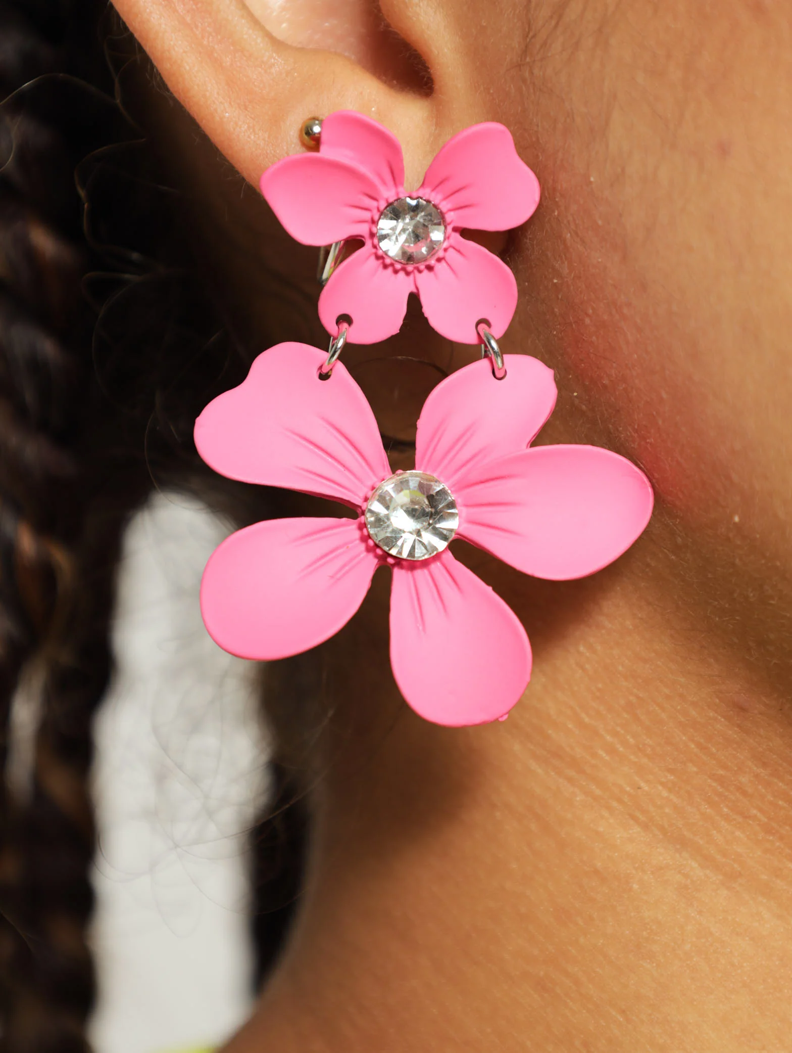 2 Layer Statment Flower Earrings - Image 2