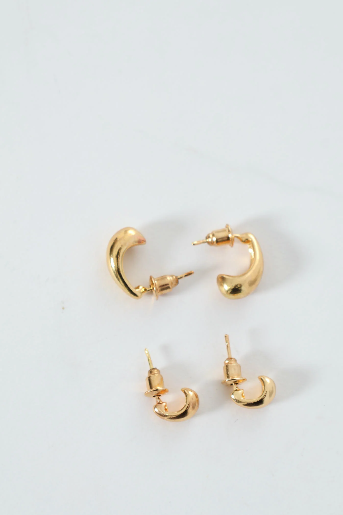 2 Layer Teardrop Pendant Necklace & 2 Sets Teardrop Earrings - Gold - Image 2