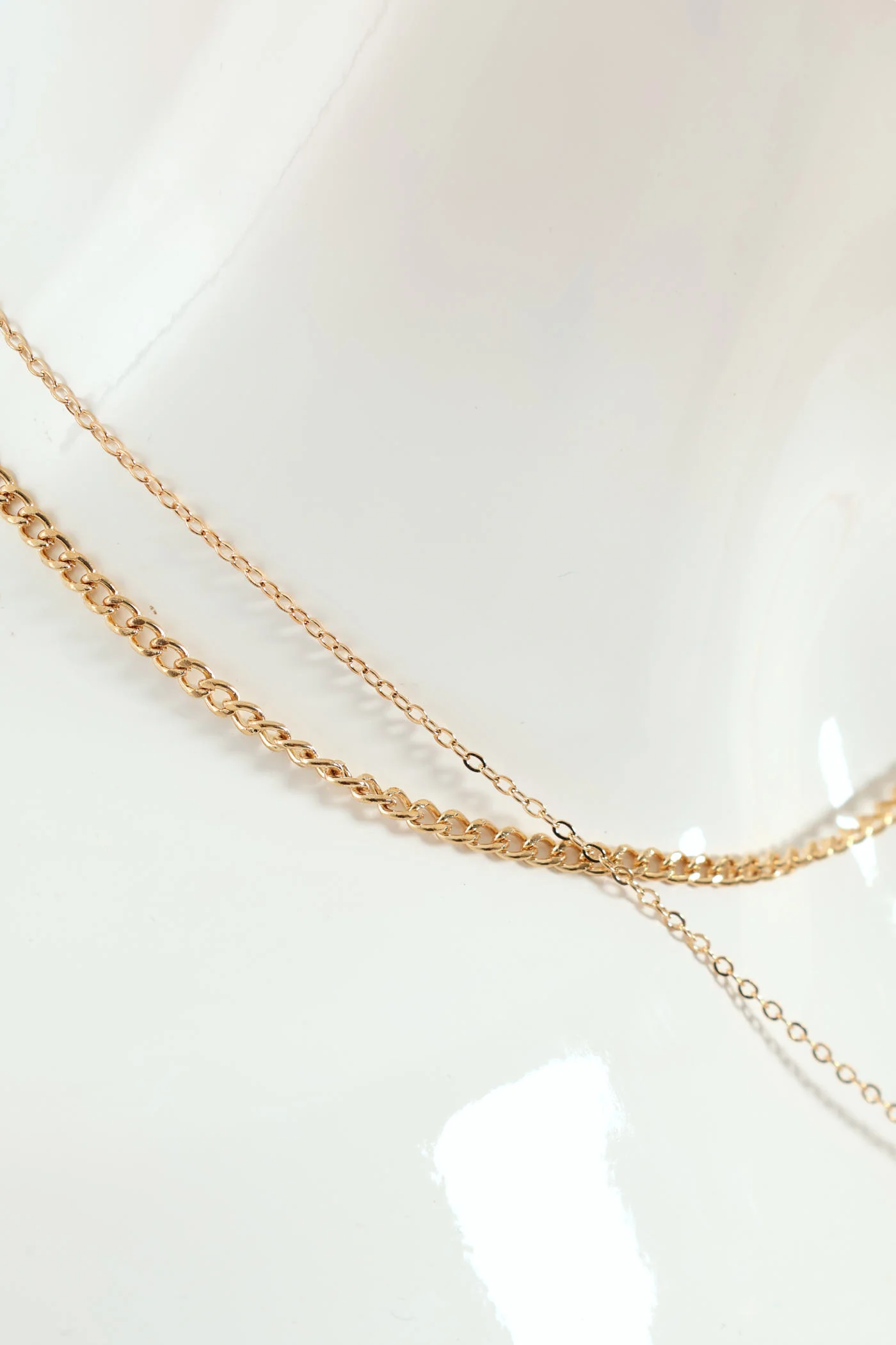 2 Layer Teardrop Pendant Necklace & 2 Sets Teardrop Earrings - Gold - Image 3