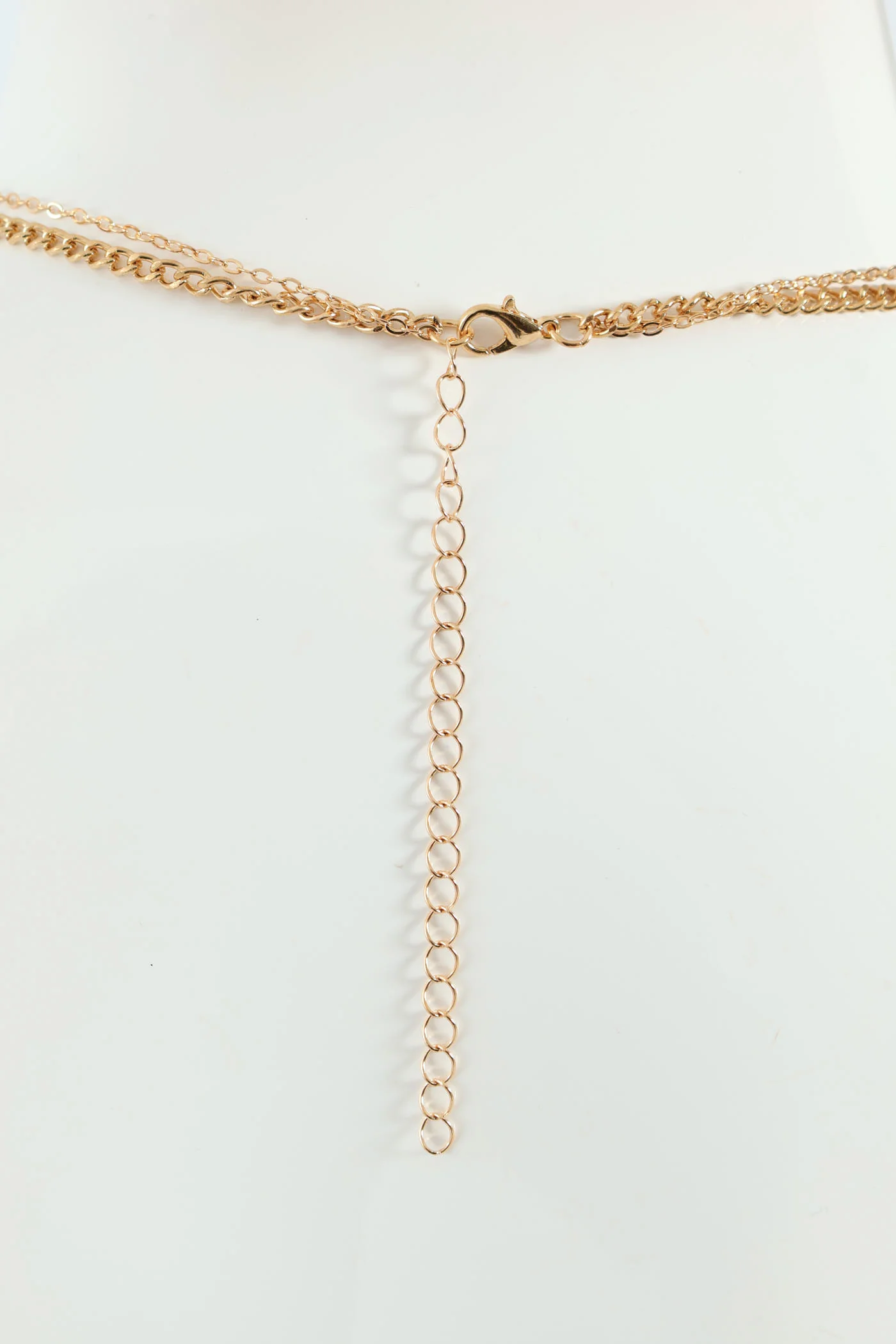 2 Layer Teardrop Pendant Necklace & 2 Sets Teardrop Earrings - Gold - Image 4