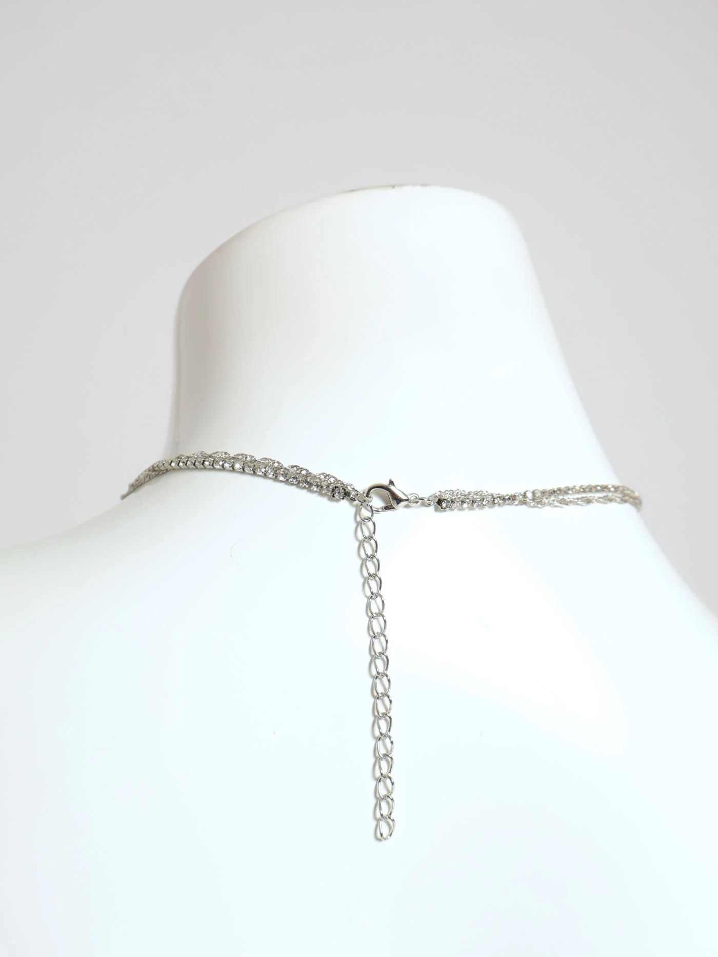 2 Layer Twisted Chain & Hanging Diamante Necklace - Image 2