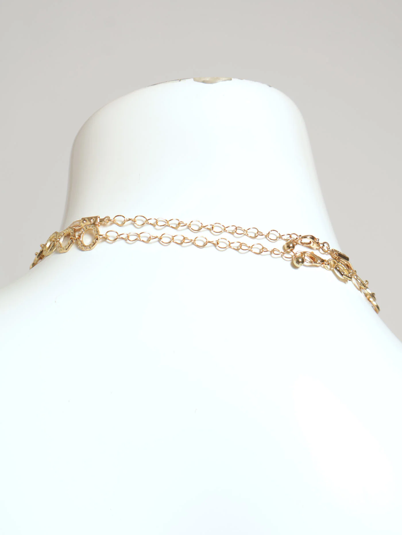 2 Layer Twisted Snake & Lariat Heart Necklace - Gold - Image 3