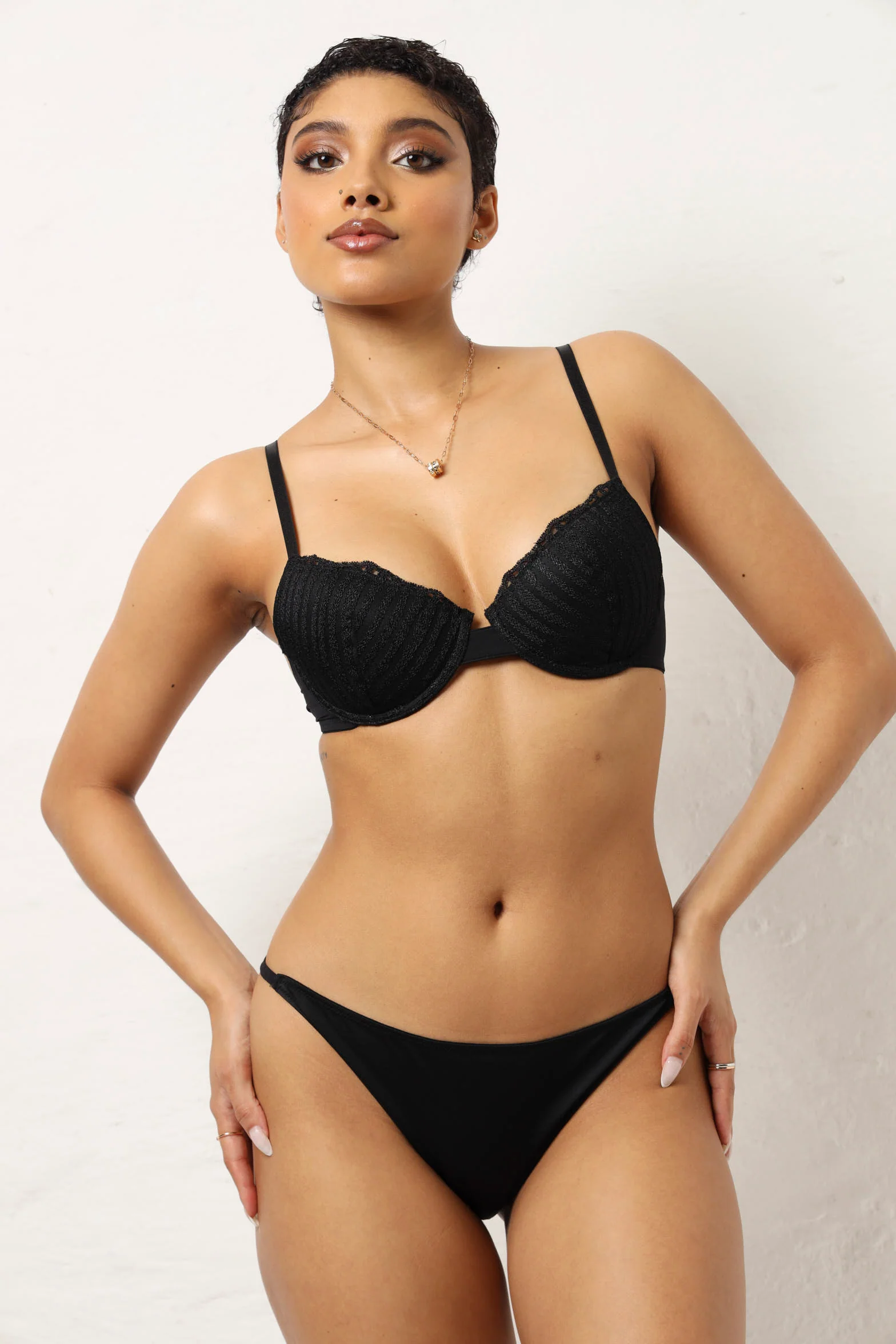 2 Pack Animal Lurex Lace & Microfibre T-Shirt Bra - Gold - Image 2