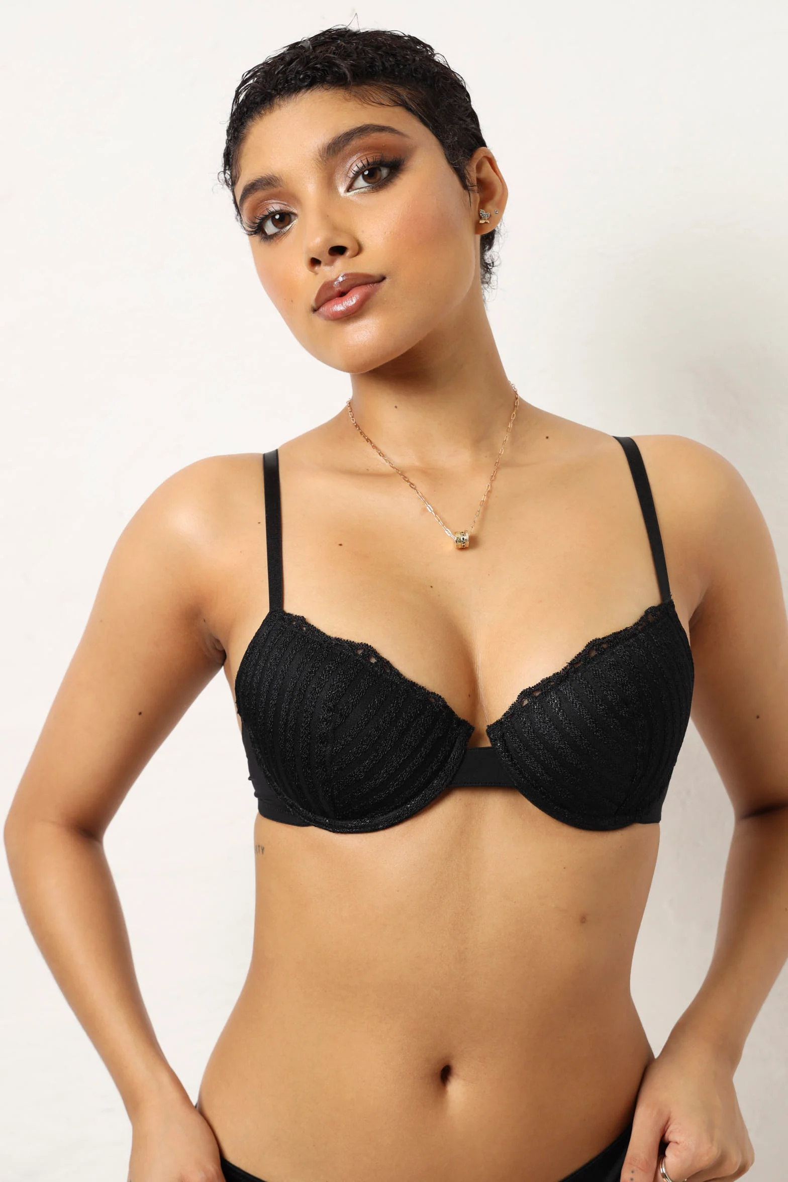 2 Pack Animal Lurex Lace & Microfibre T-Shirt Bra - Gold - Image 4