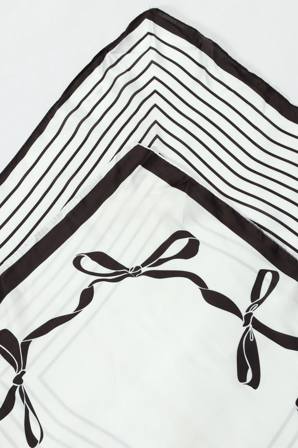 2 Pack Bow & Stripe Satin Scarves - Black/White - Image 2