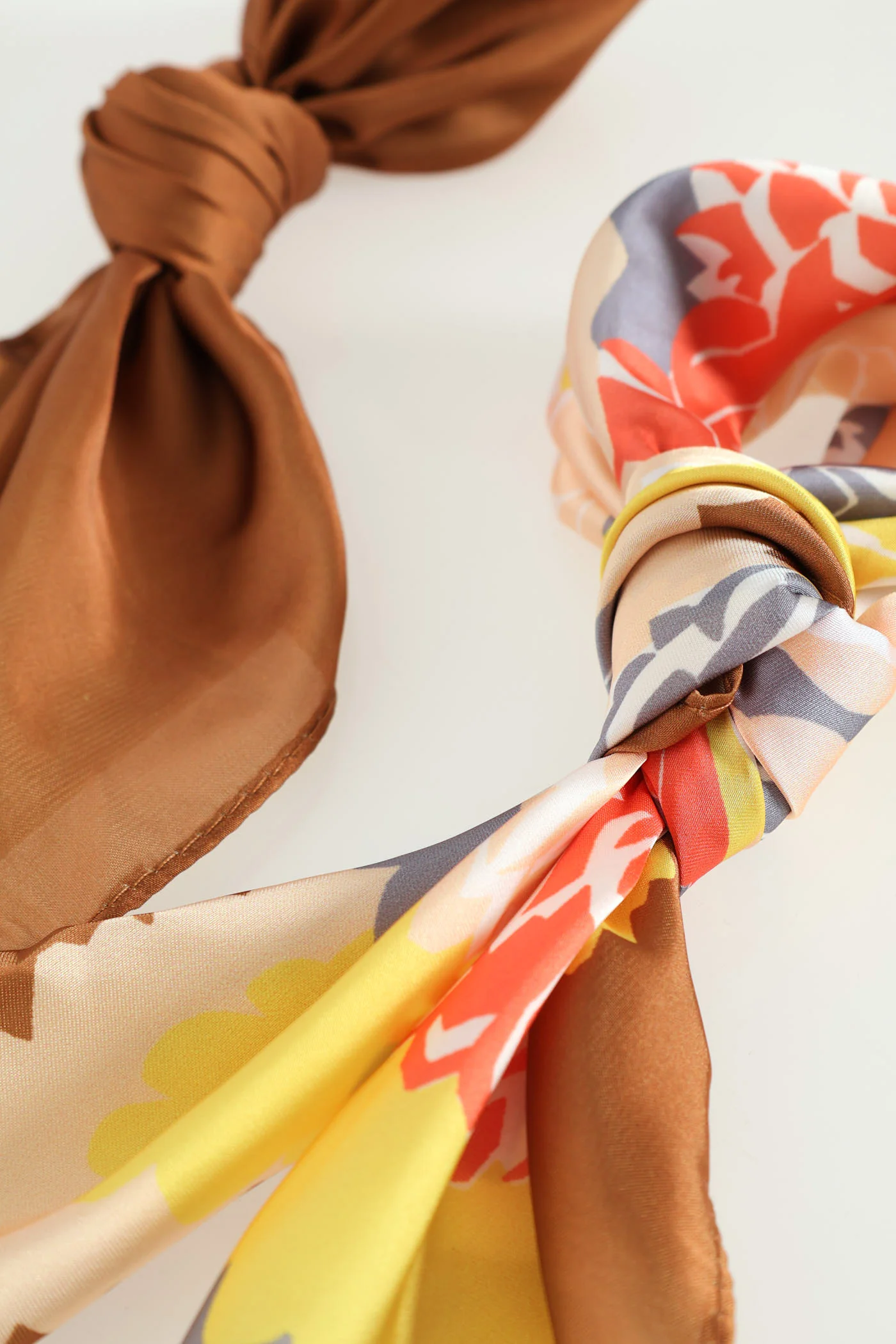 2 Pack Bright Floral Satin Scarf - Multi - Image 2