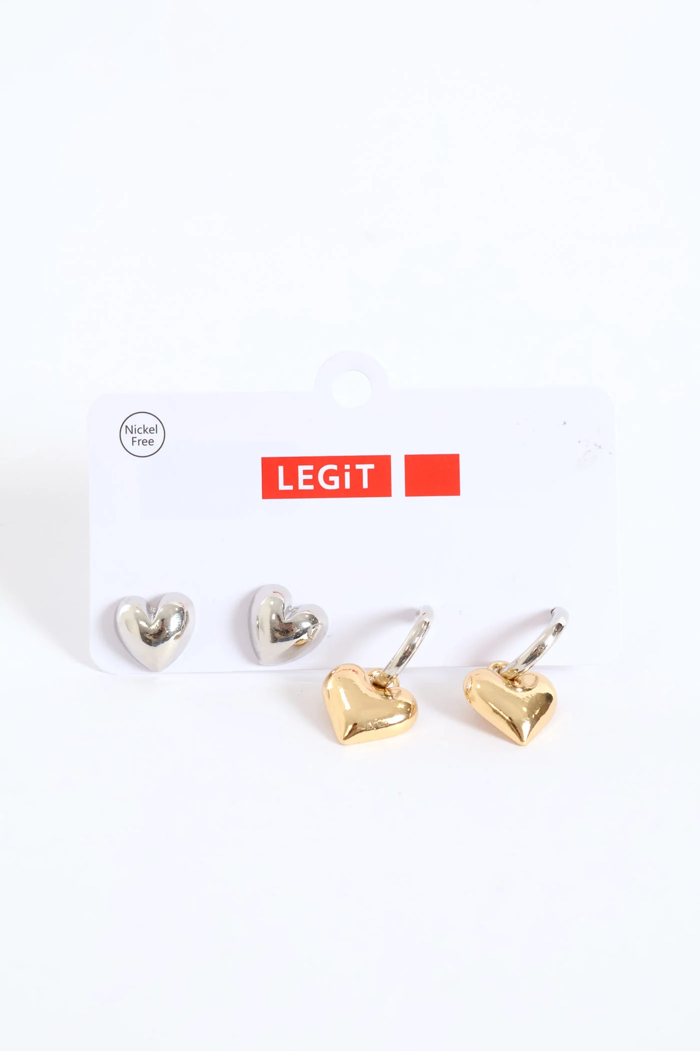 2 Pack Chunky Heart Earrings - Multi