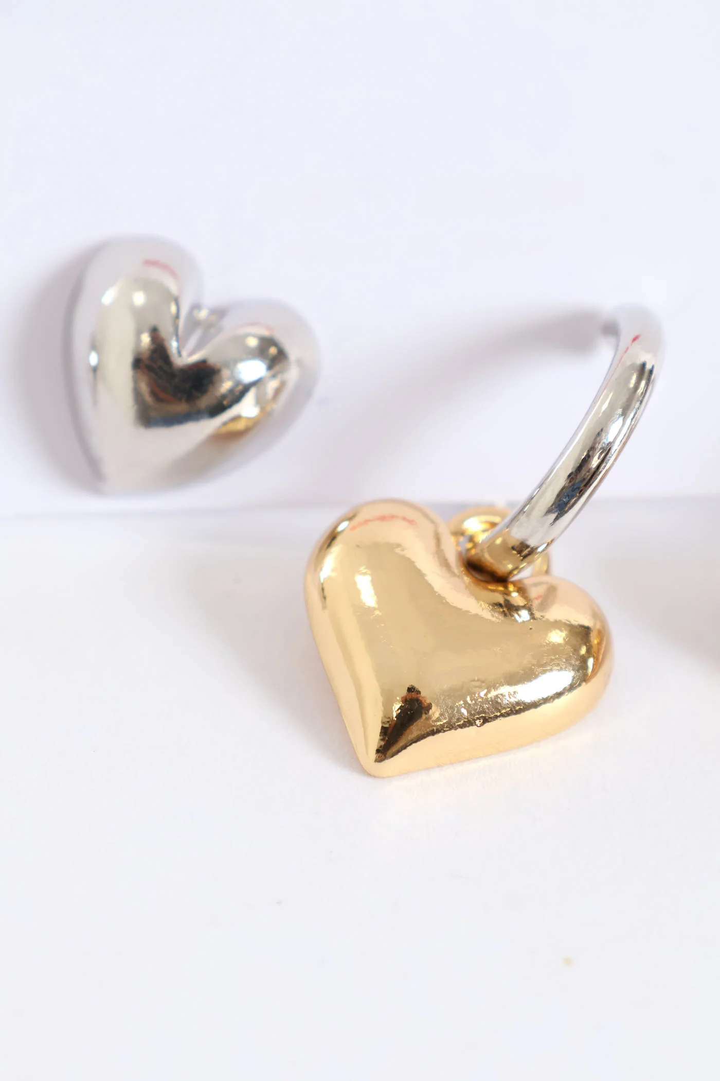 2 Pack Chunky Heart Earrings - Multi - Image 2
