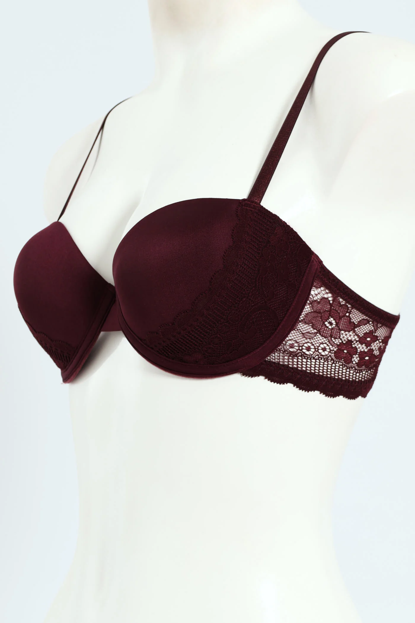 2 Pack Combo Microfibre & Lace Balconette Bra - Wine - Image 3