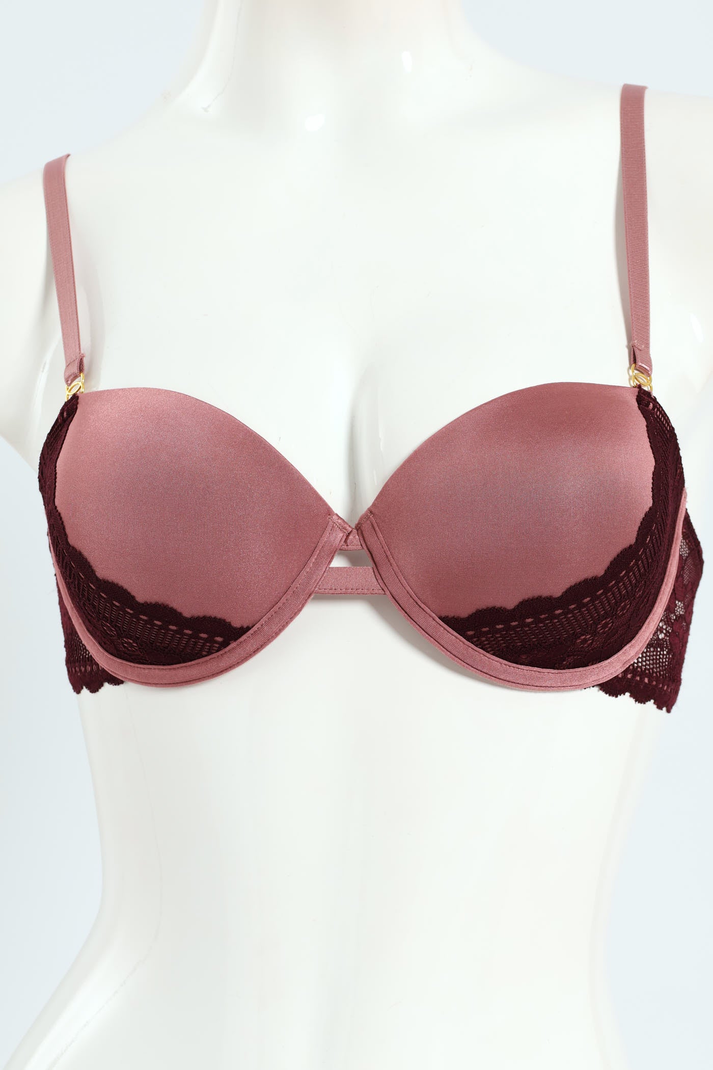2 Pack Combo Microfibre & Lace Balconette Bra - Wine - Image 4