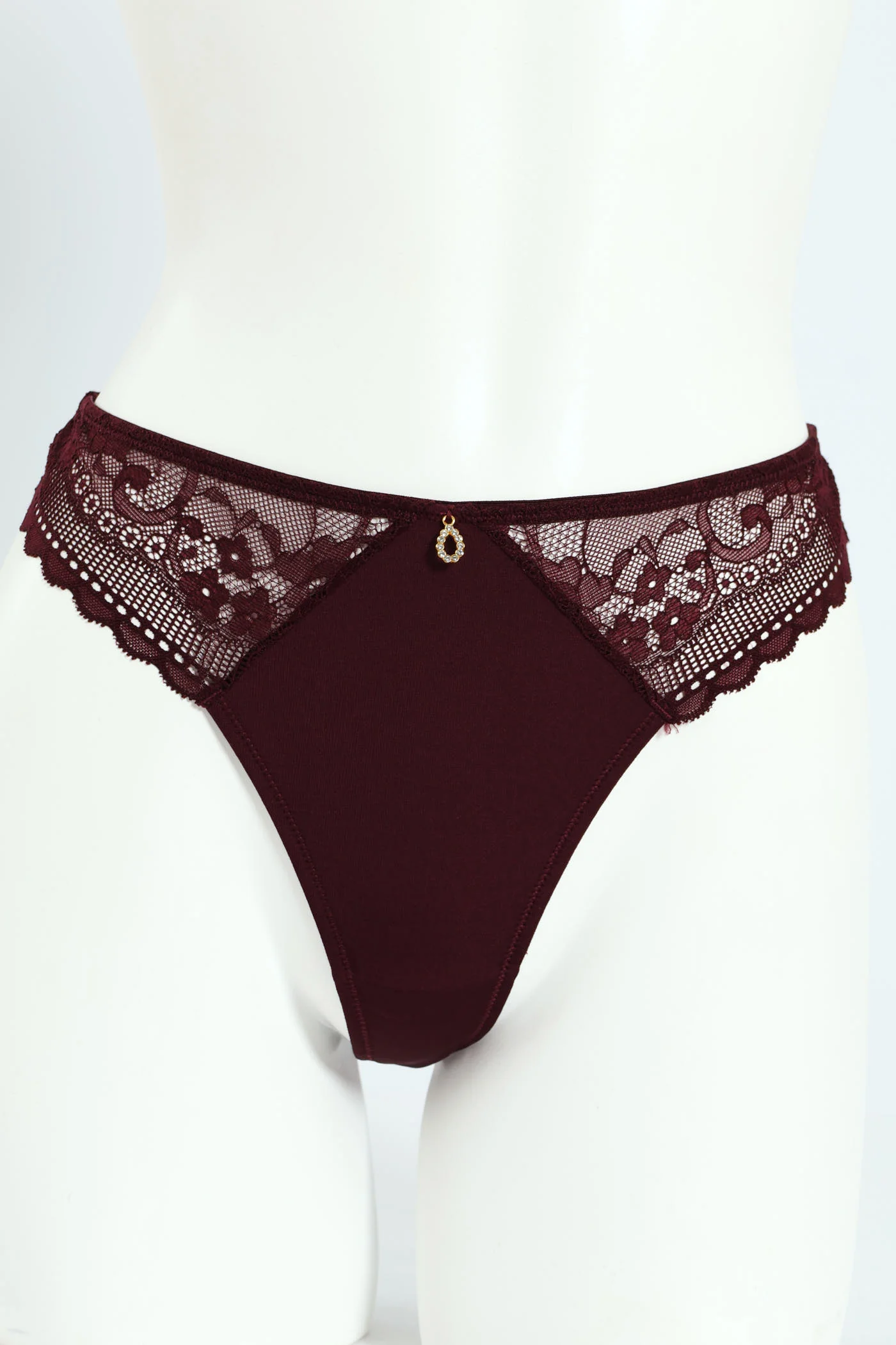 2 Pack Combo Microfibre & Lace G-String - Wine