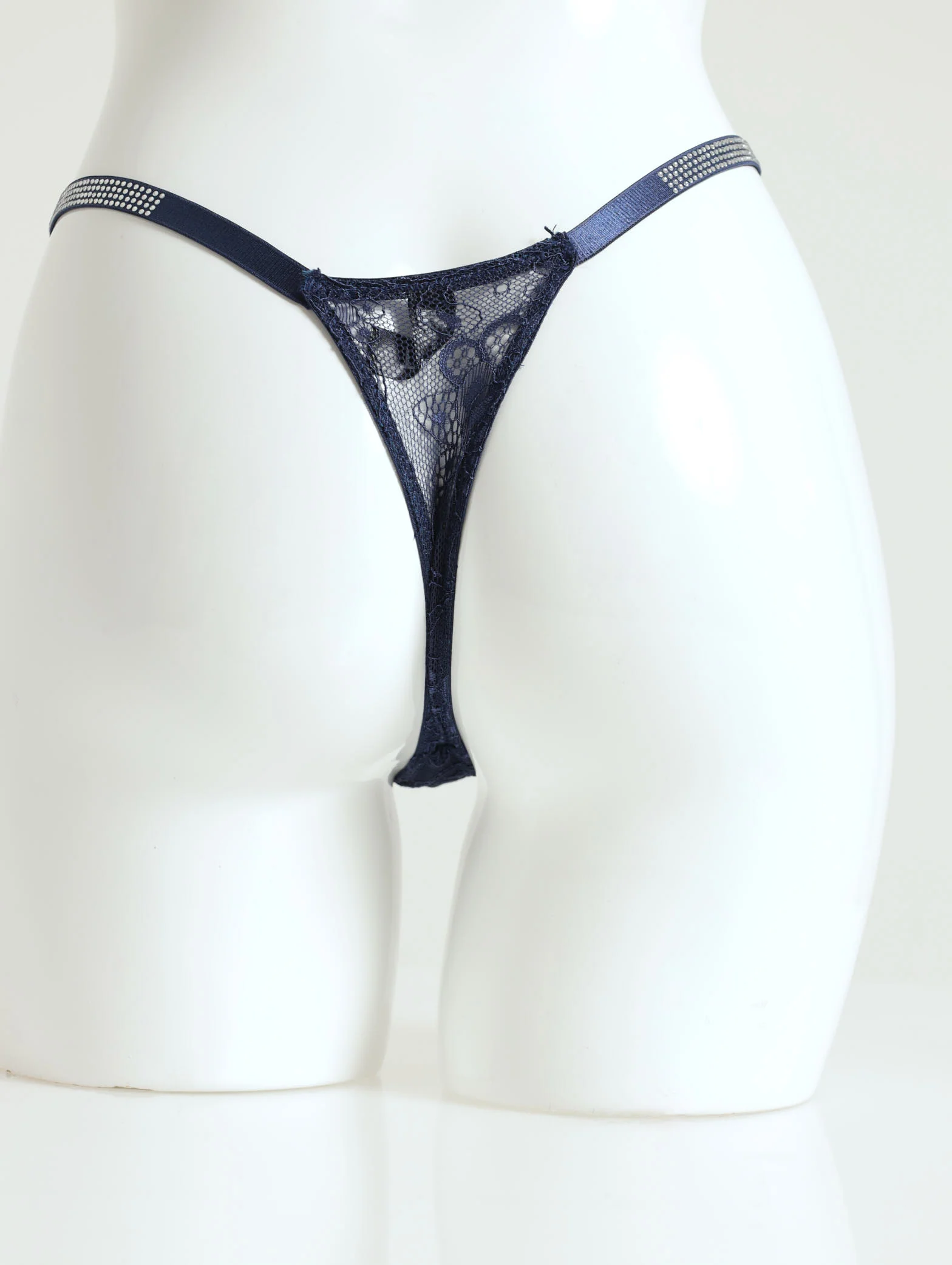 2 Pack Diamante G-String - Navy - Image 3