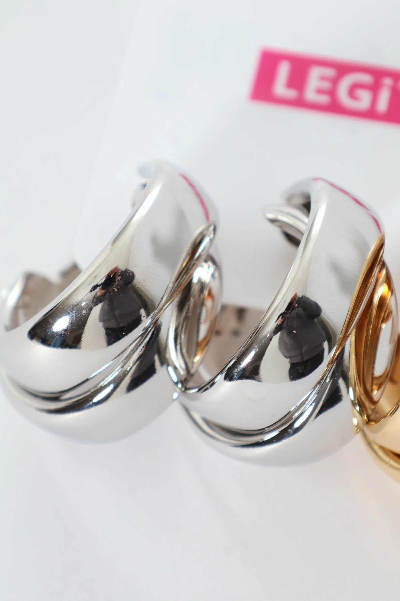 2 Pack Double Hoop Earrings - Silver - Image 2