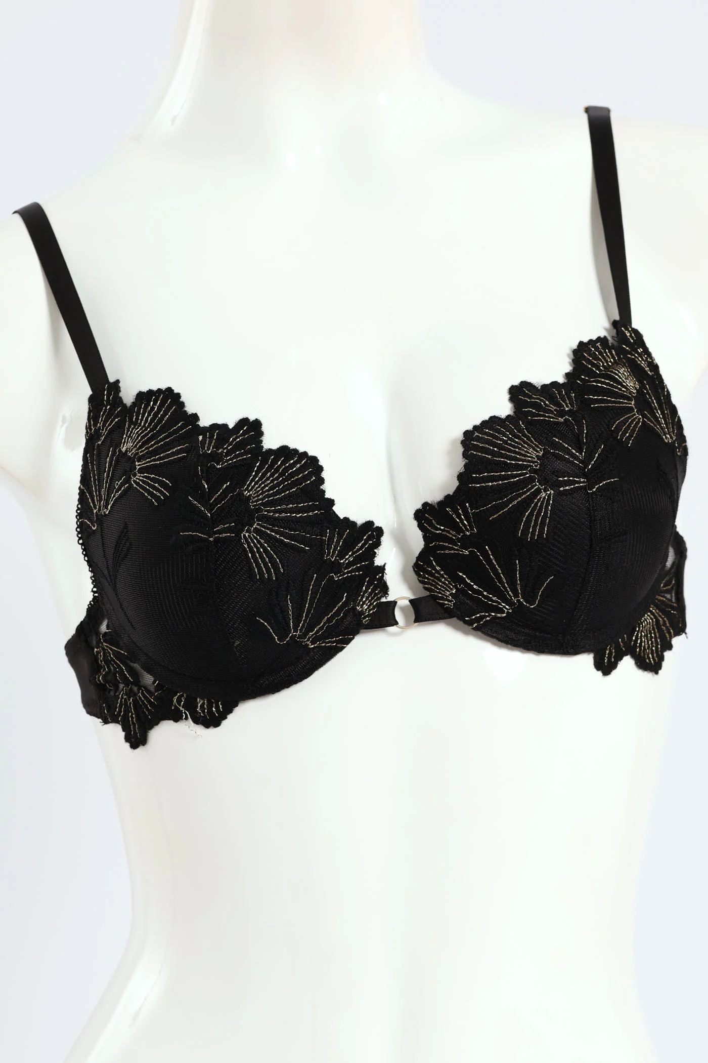 2 Pack Embroidered Lace Balconette Bra - Black/Fawn