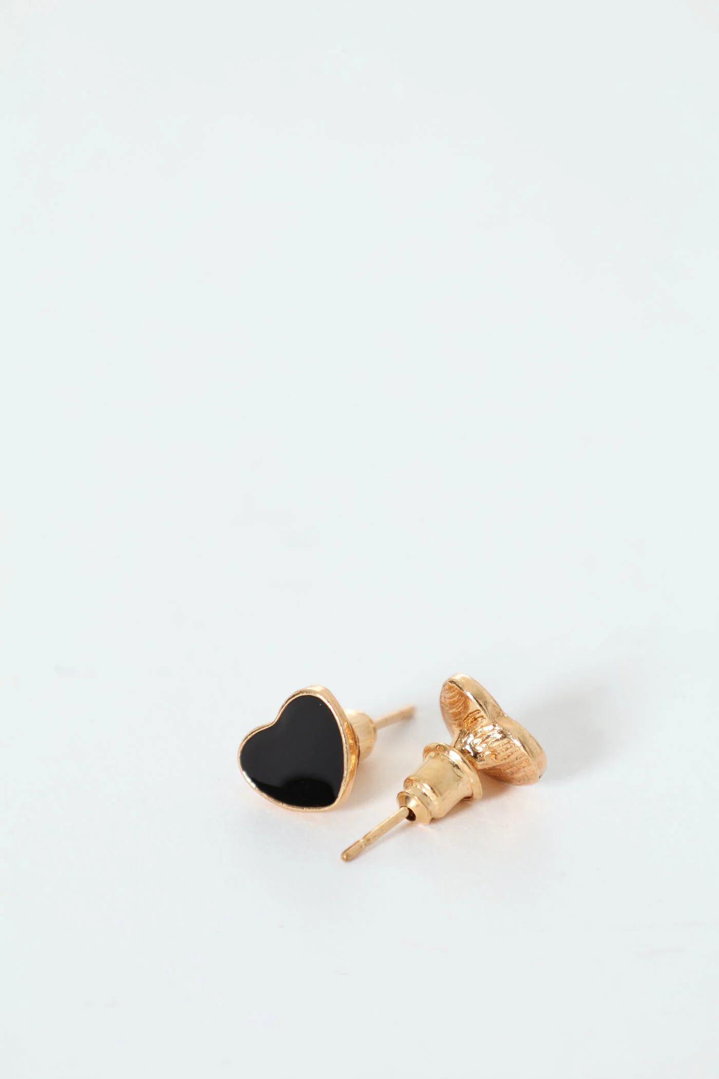 2 Pack Enamel Heart Necklace & Studs - Gold - Image 3