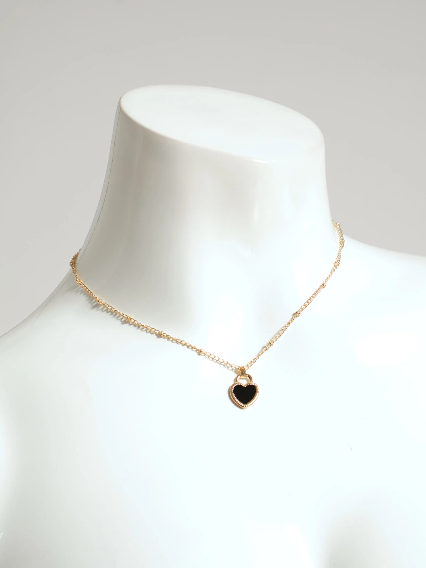 2 Pack Enamel Heart Necklace & Studs - Gold
