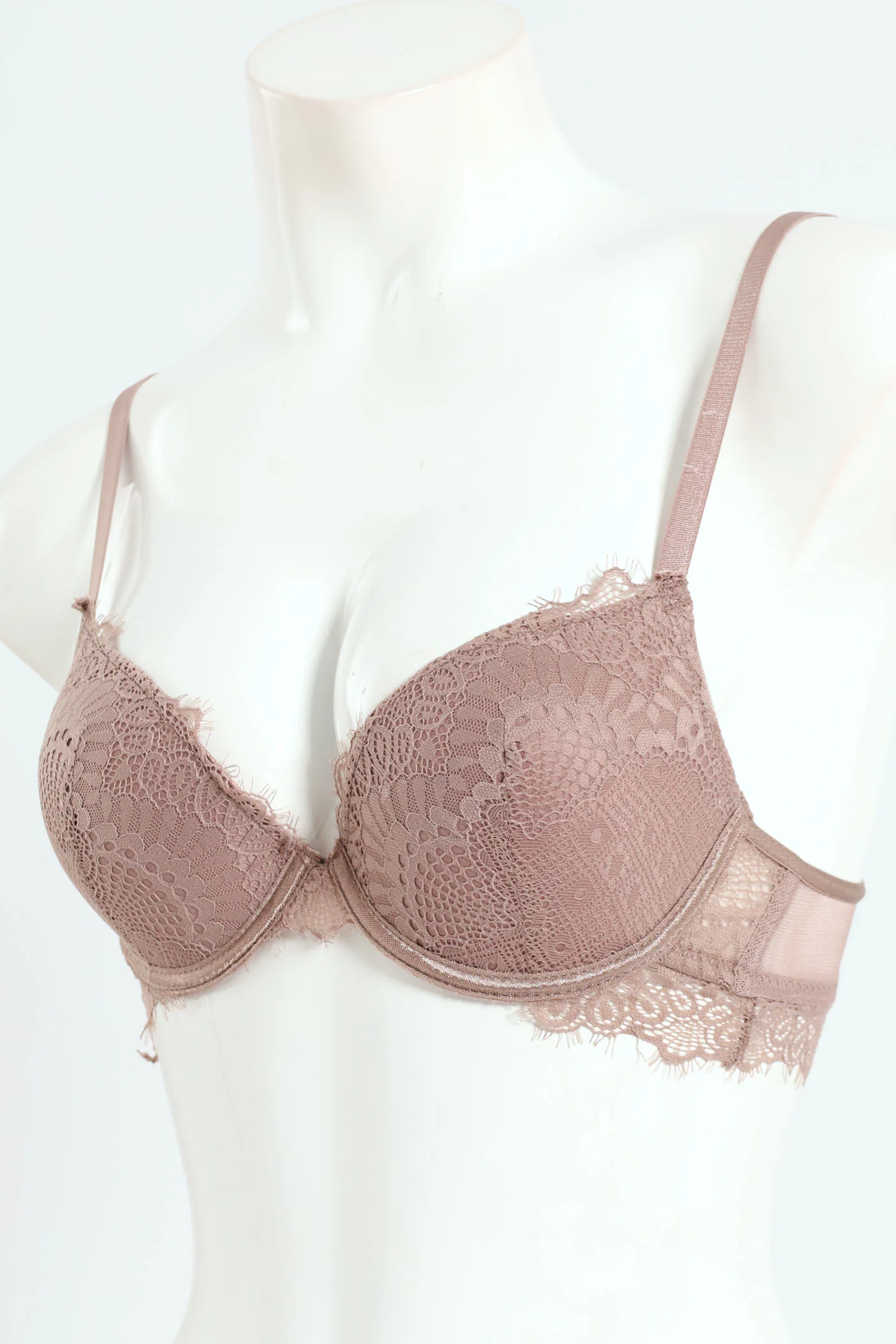 2 Pack Eyelash Plunge T-Shirt Bra - Bark/Black - Image 3