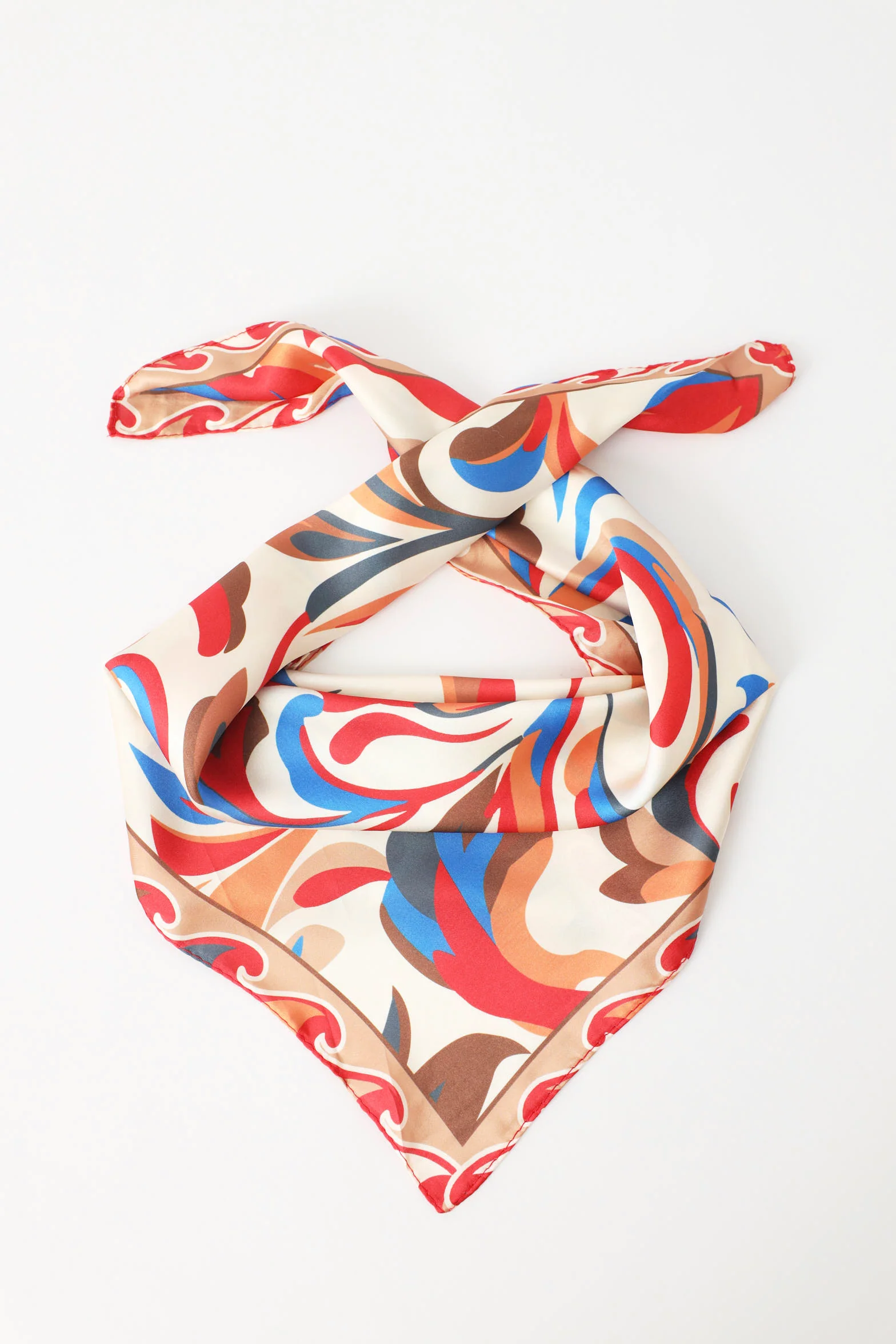 2 Pack Foliage & Floral Satin Scarves - Multi - Image 4