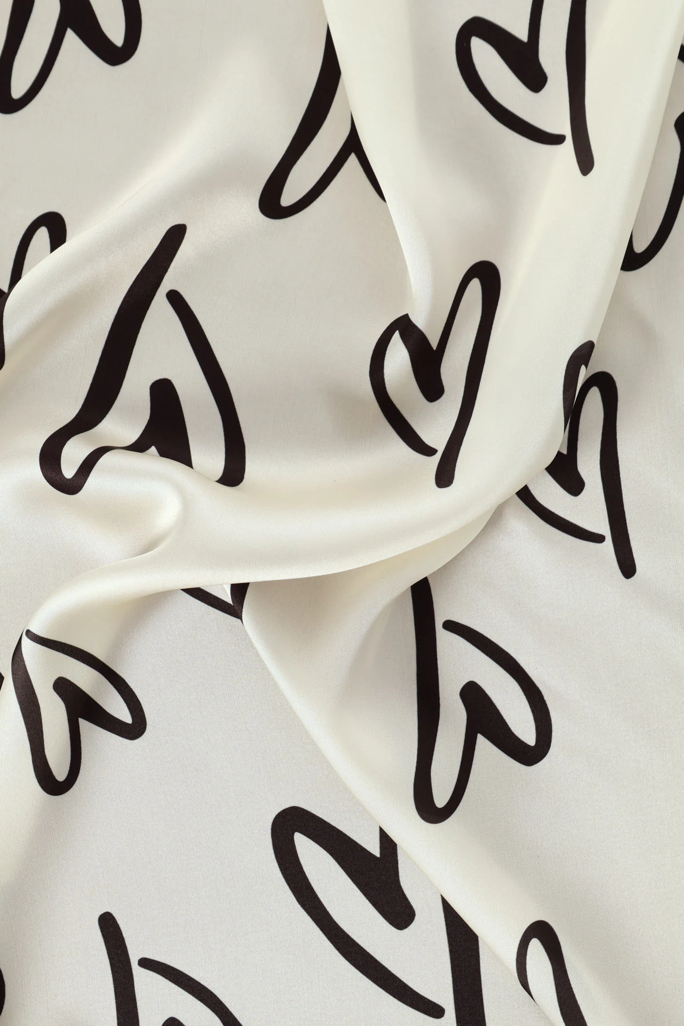 2 Pack Heart Print And Plain Satin Scarf - Multi - Image 4