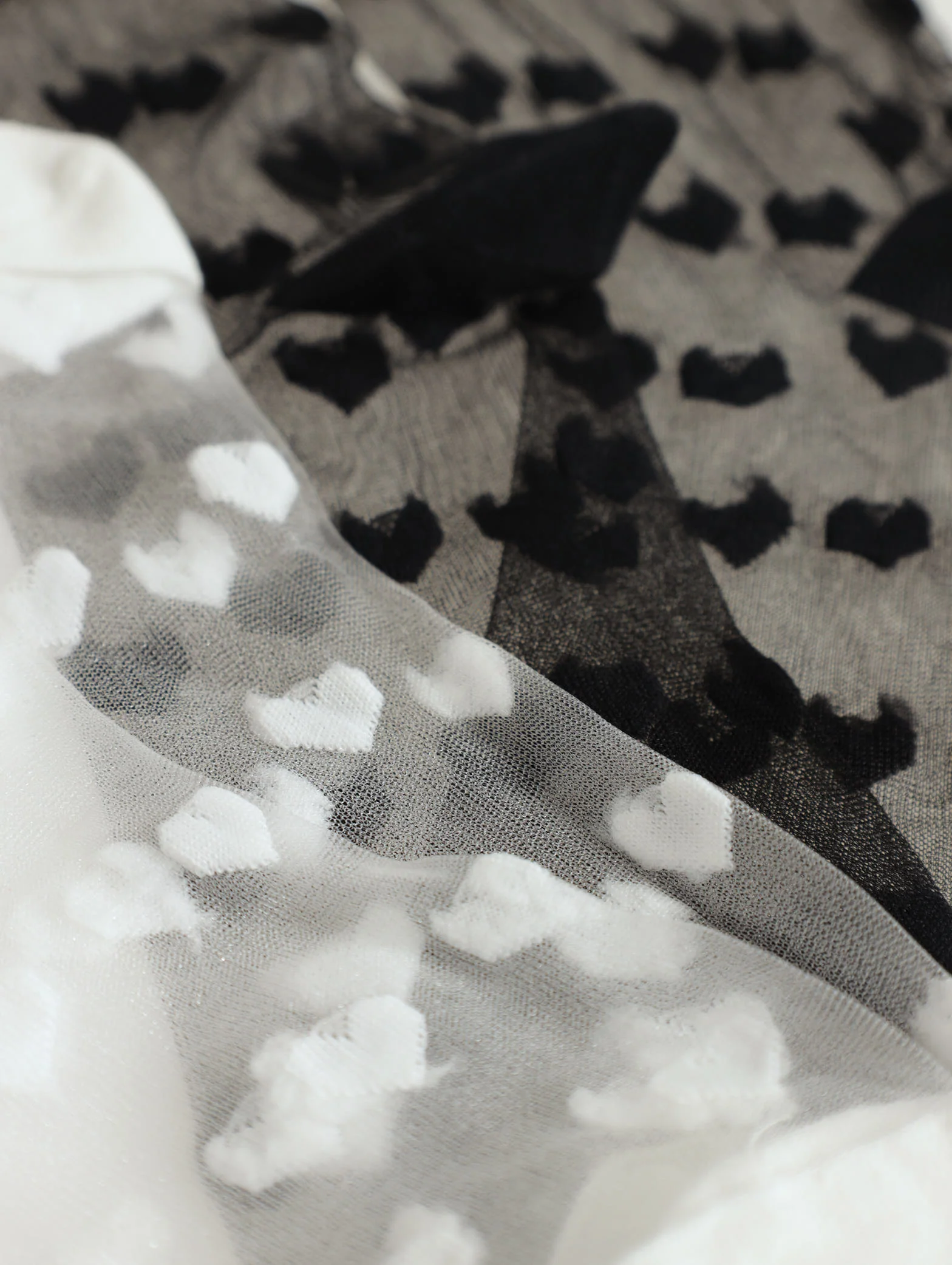 2 Pack Heart Stocking Socks - Cream/Black - Image 2