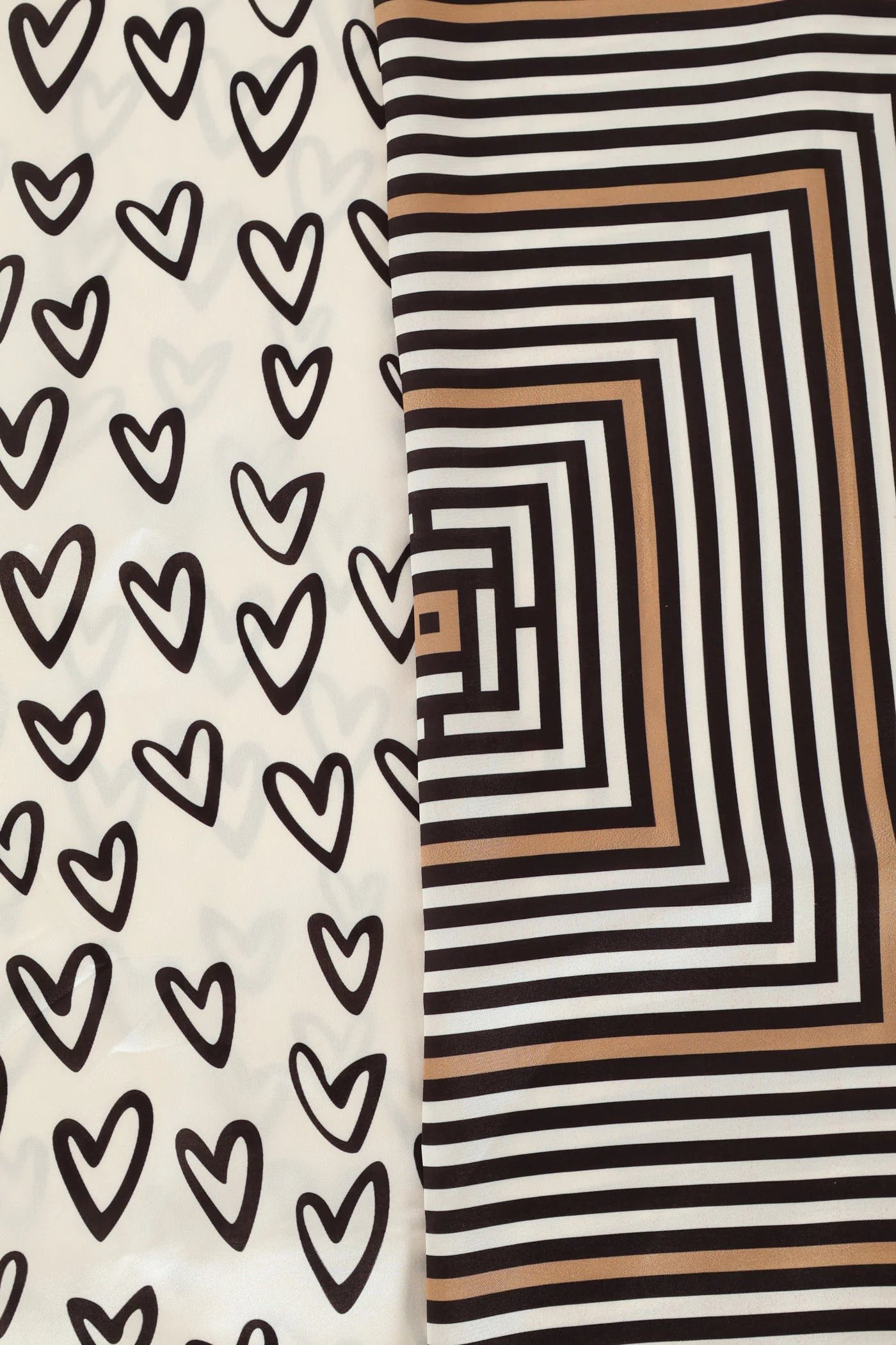 2 Pack Heart & Stripe Satin Scarves - Multi - Image 2