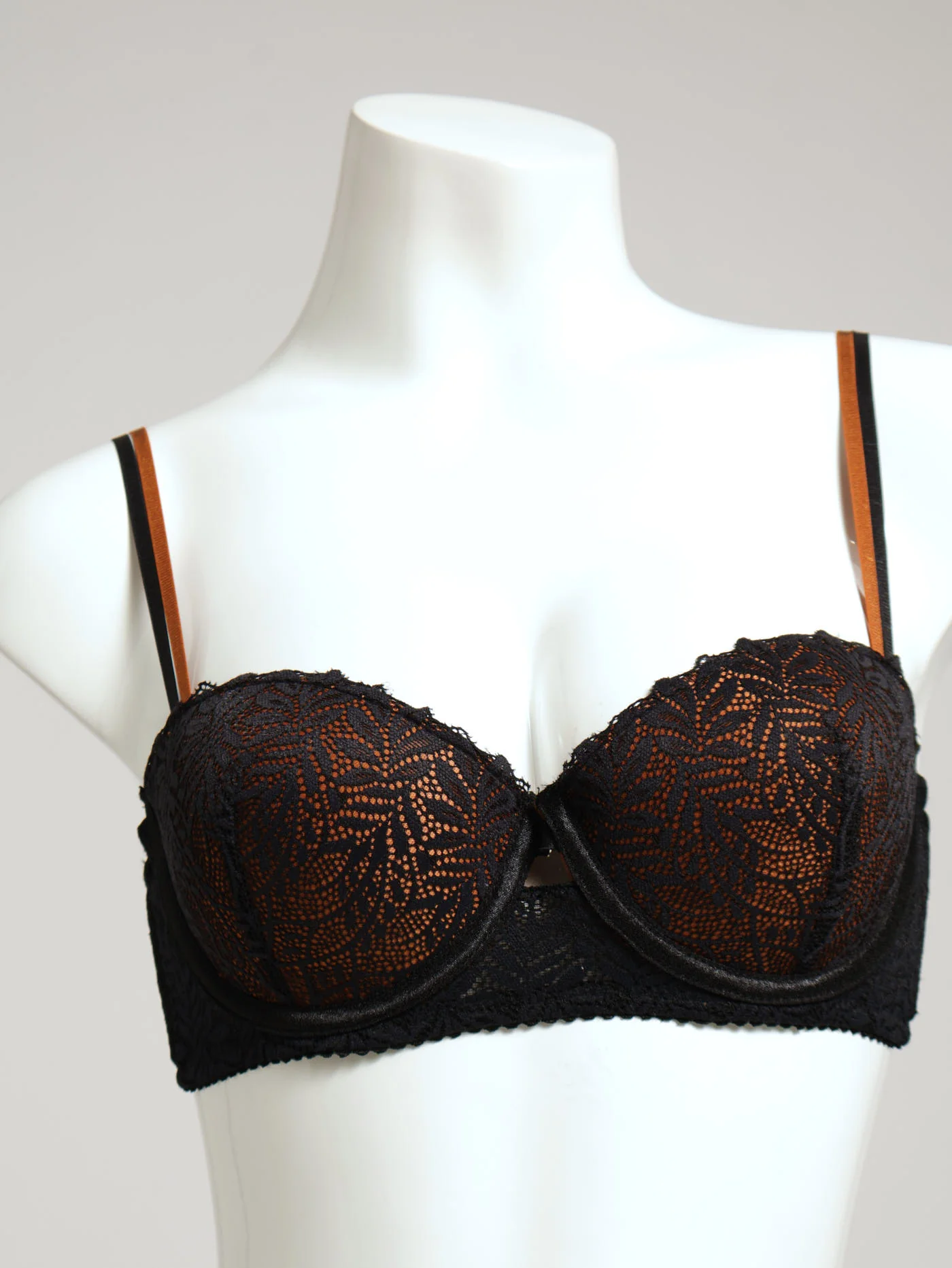 2 Pack Lace Balconette Bra - Caramel & Black - Image 2