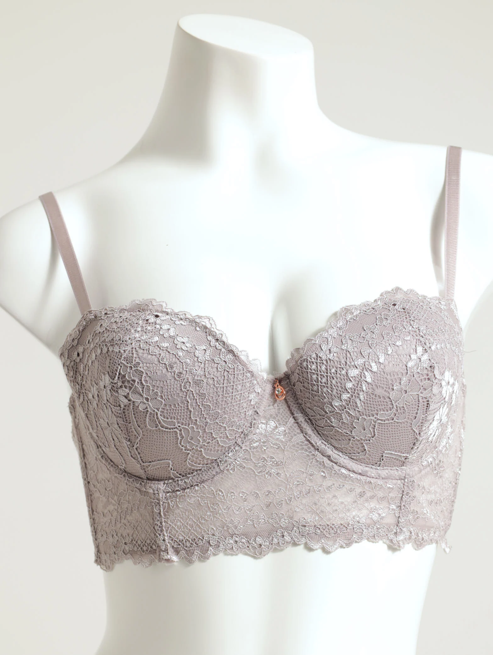 2 Pack Lace Demi Cup Bra - Ash Rose-Grey
