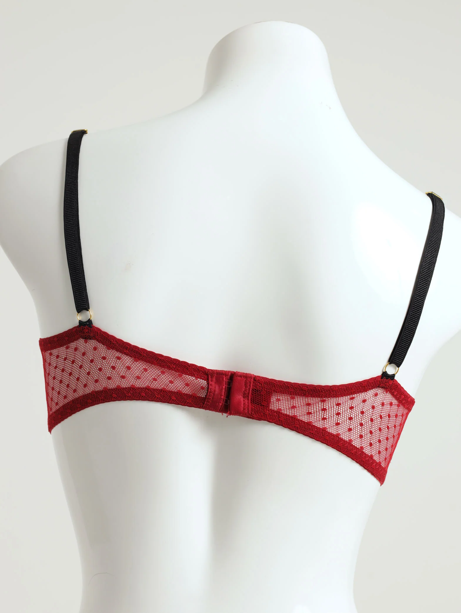 2 Pack Lace & Mesh Balconette Bra - Red/Black - Image 2