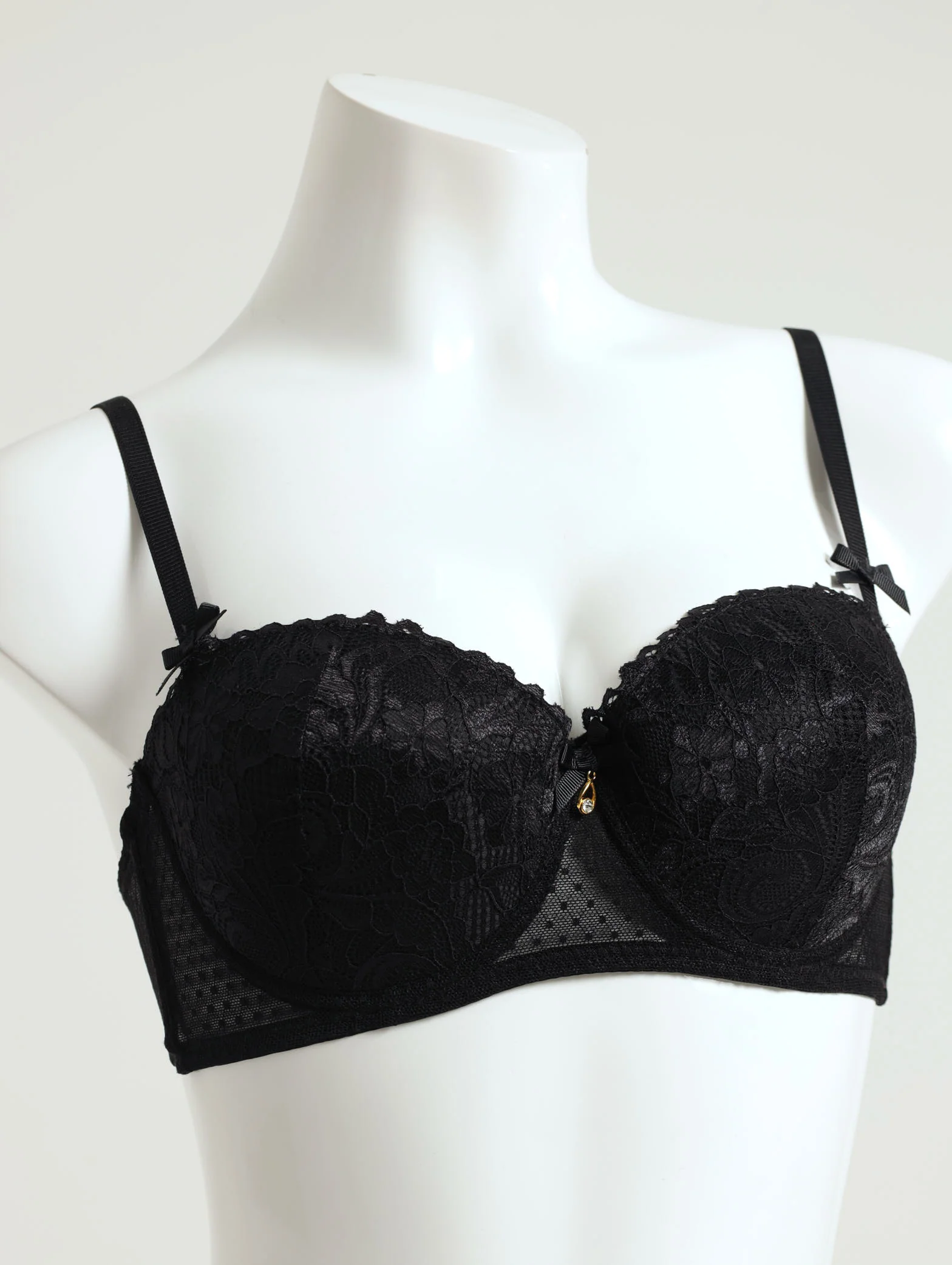 2 Pack Lace & Mesh Balconette Bra - Red/Black - Image 3