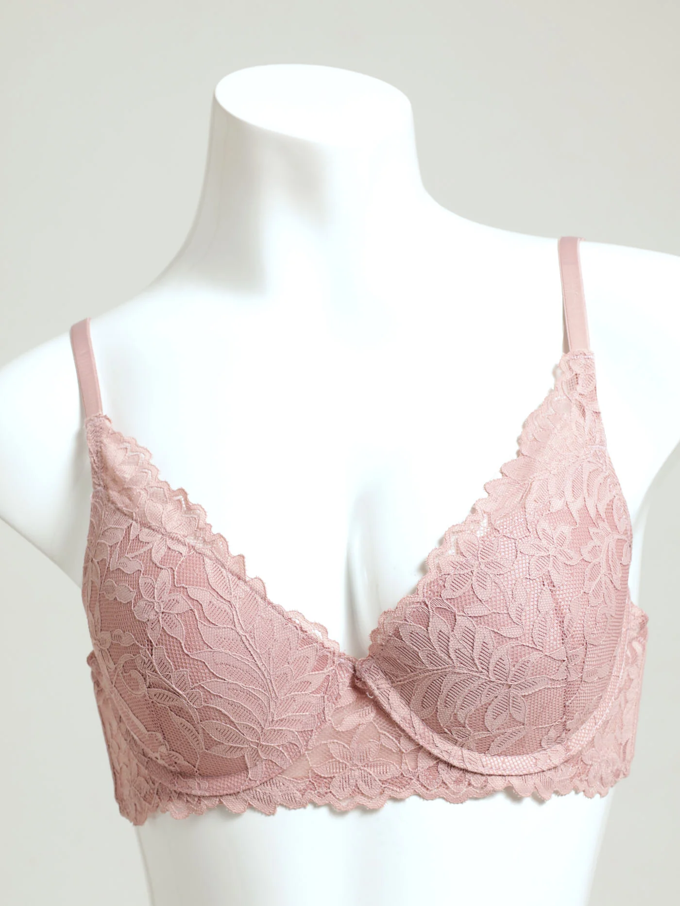 2 Pack Lace & Mesh Plunge T-Shirt Bra - Black/Mauve - Image 2