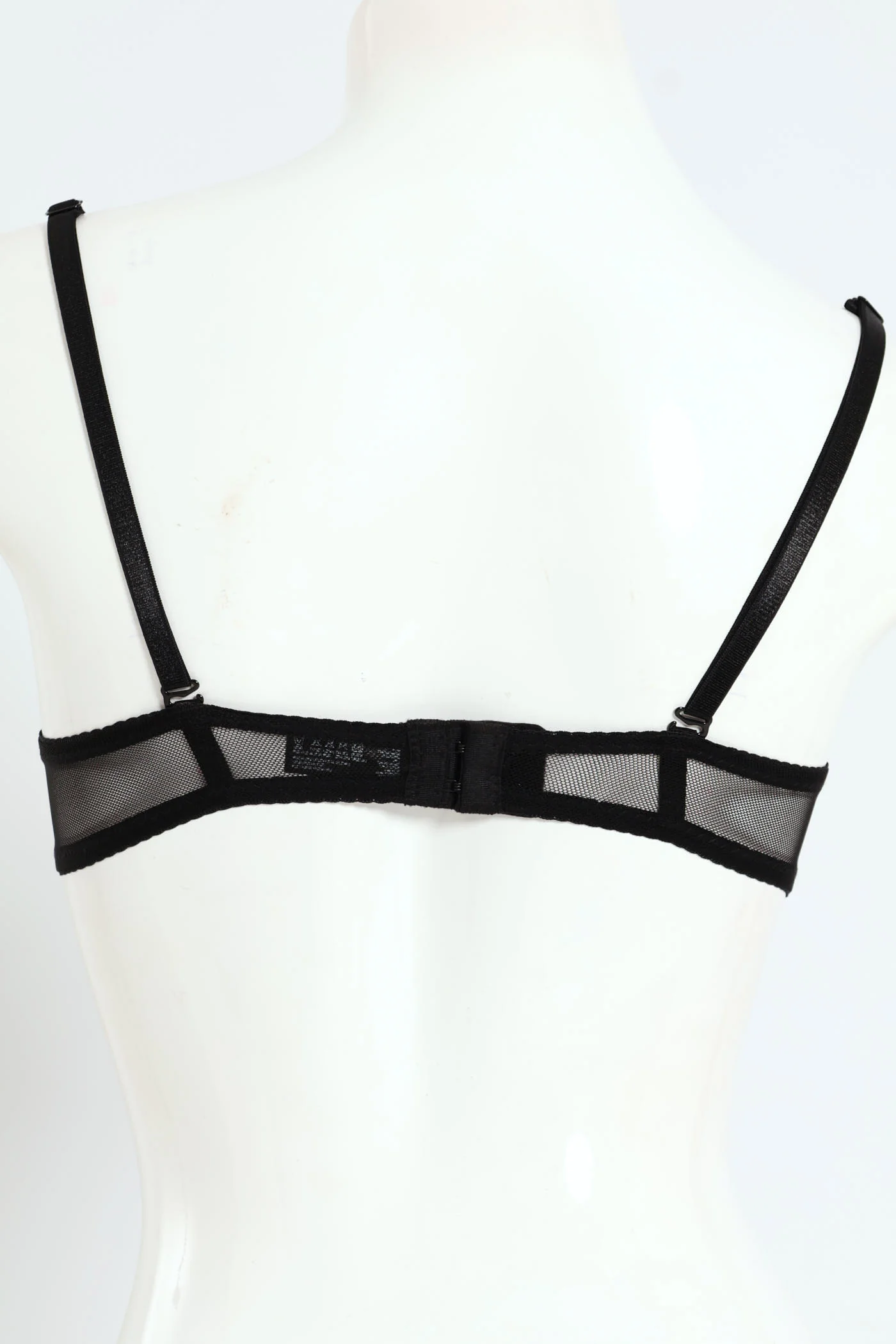 2 Pack Mesh & Lace Peep Balconette Bra - Black/Red - Image 6