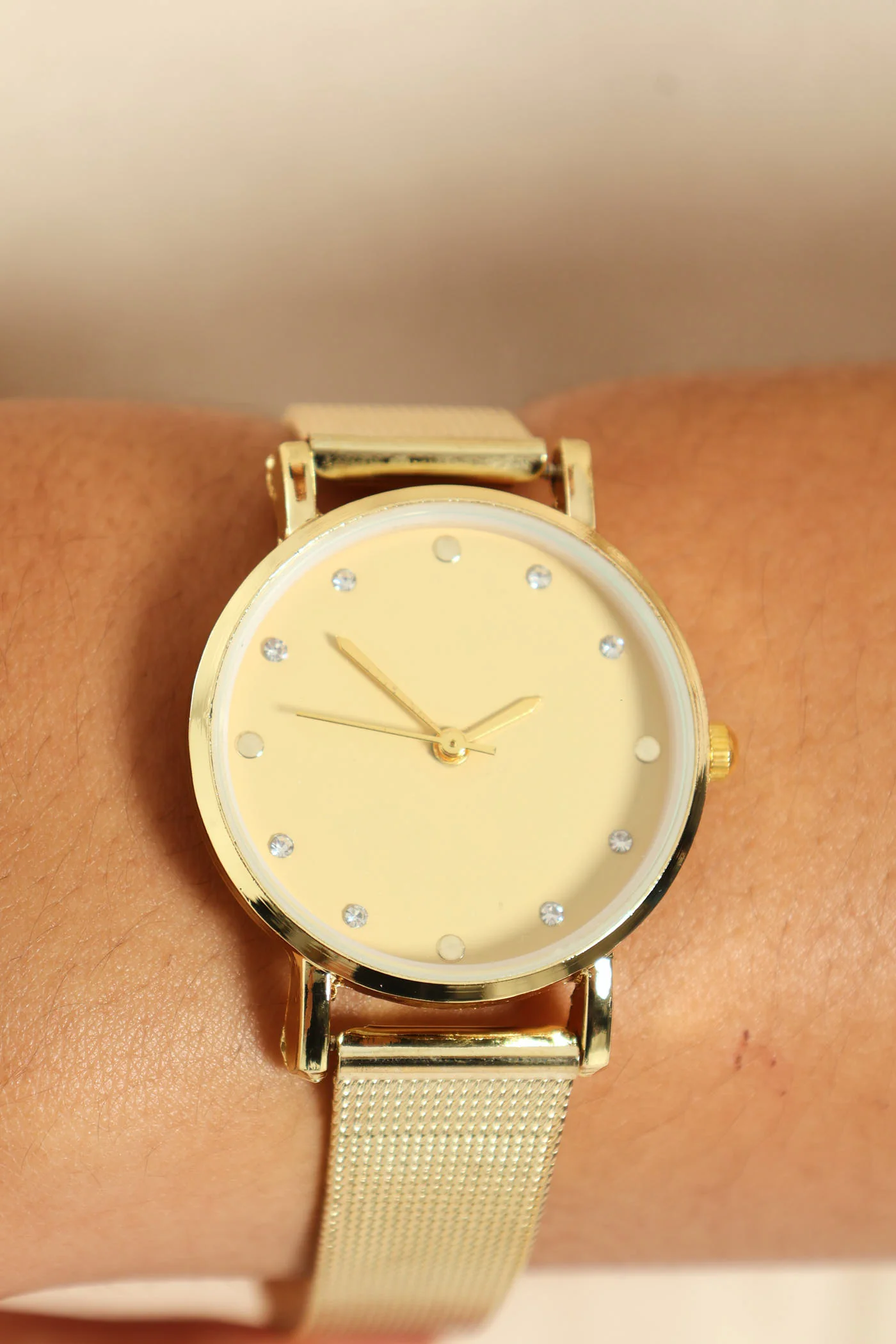 2 Pack Mesh Strap Watch & Heart Bracelet - Gold - Image 2